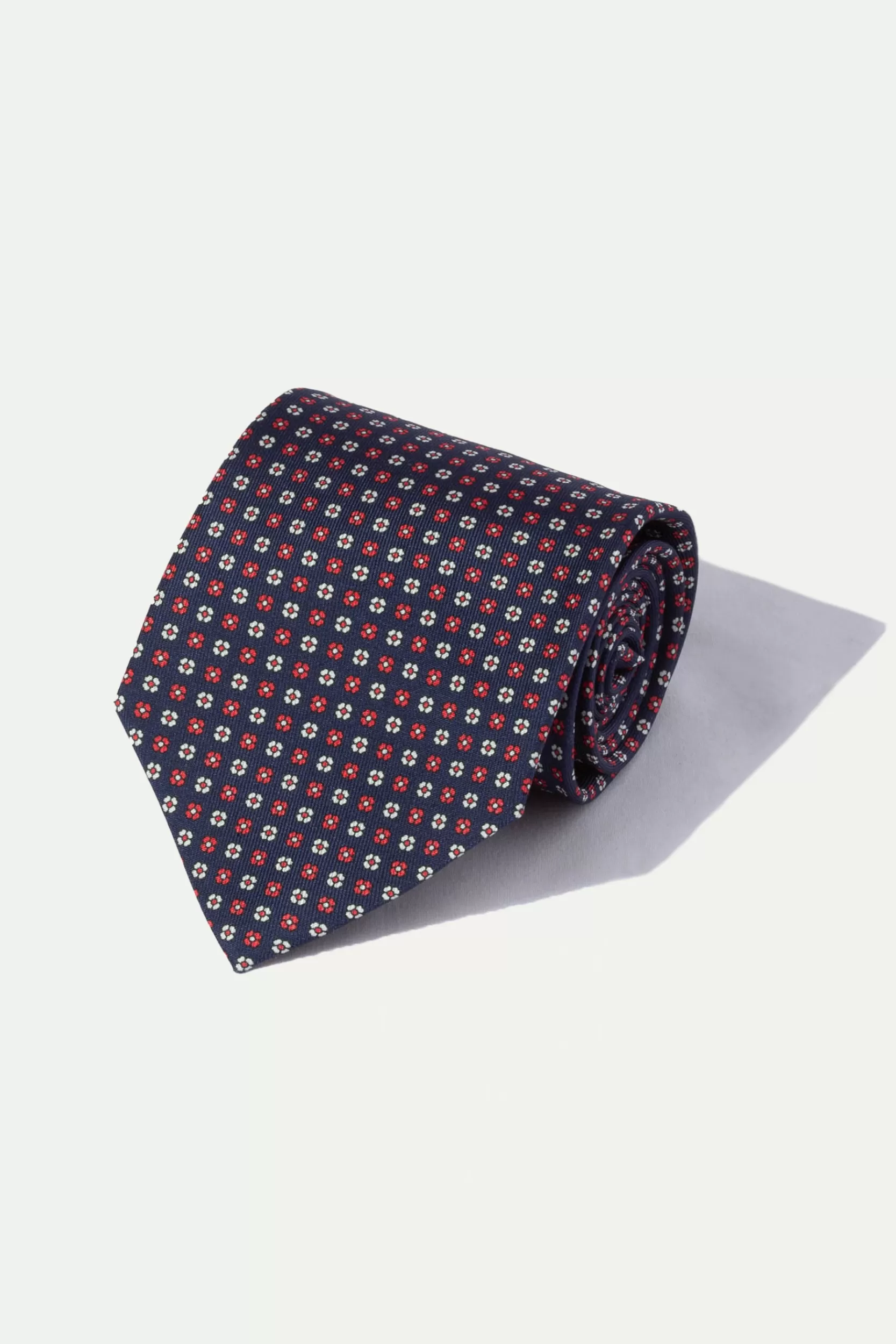 Store Pini Parma Cravatta In Seta Micro Fantasia - Made In Italy Blu