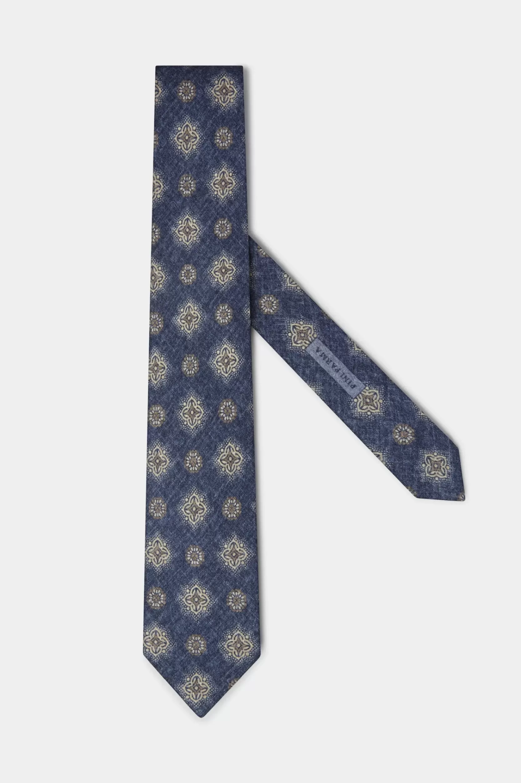 Discount Pini Parma Cravatta Fantasia Macro - Made In Italy Blu