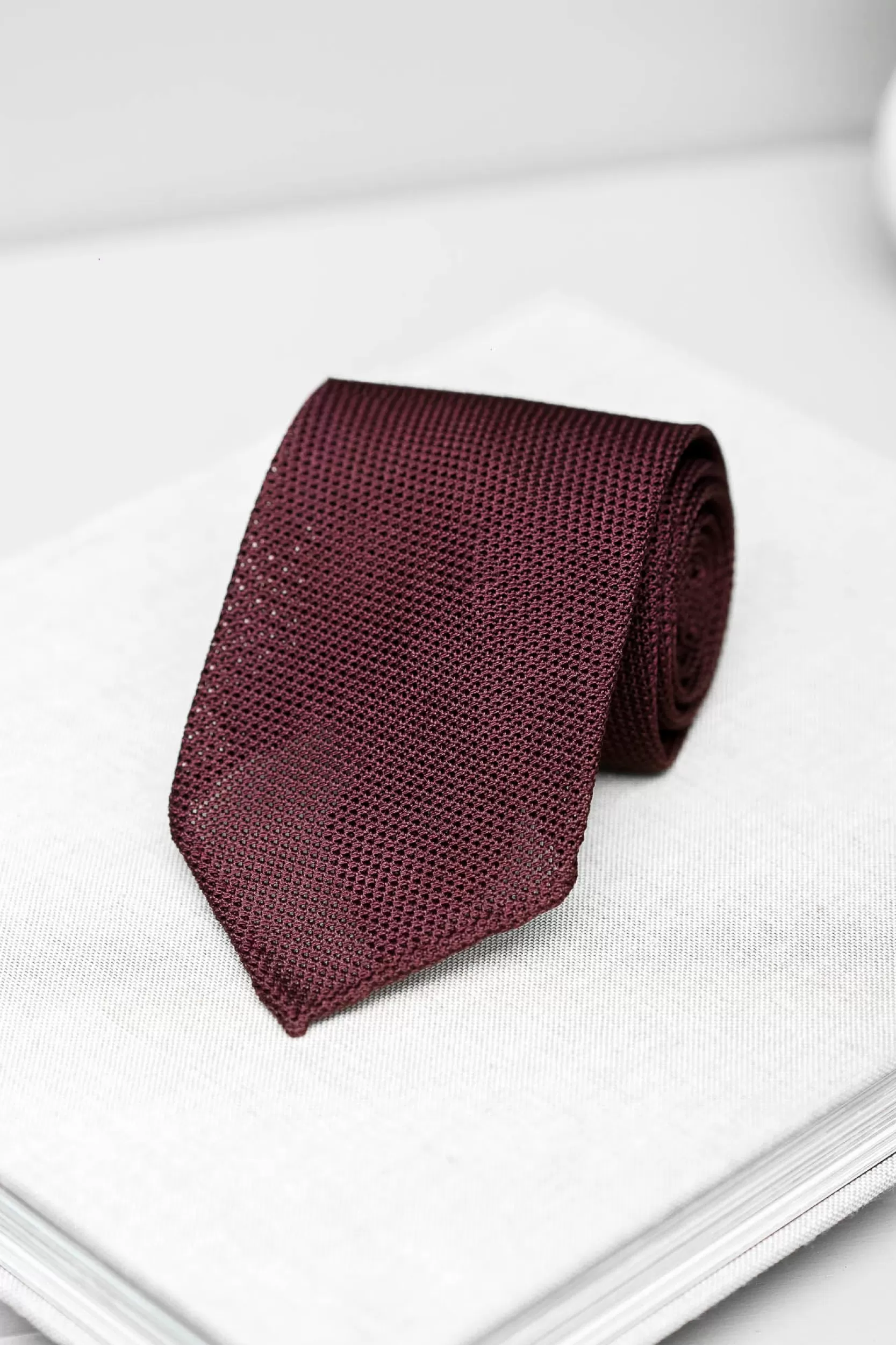Fashion Pini Parma Cravatta In Seta Bordeaux Granata - Fatta A Mano In Italia Borgogna