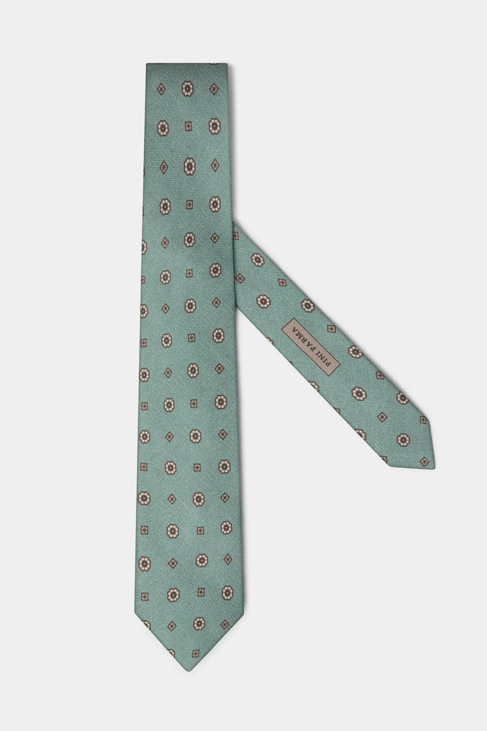 Clearance Pini Parma Cravatta In Seta Fantasia - Made In Italy Verde
