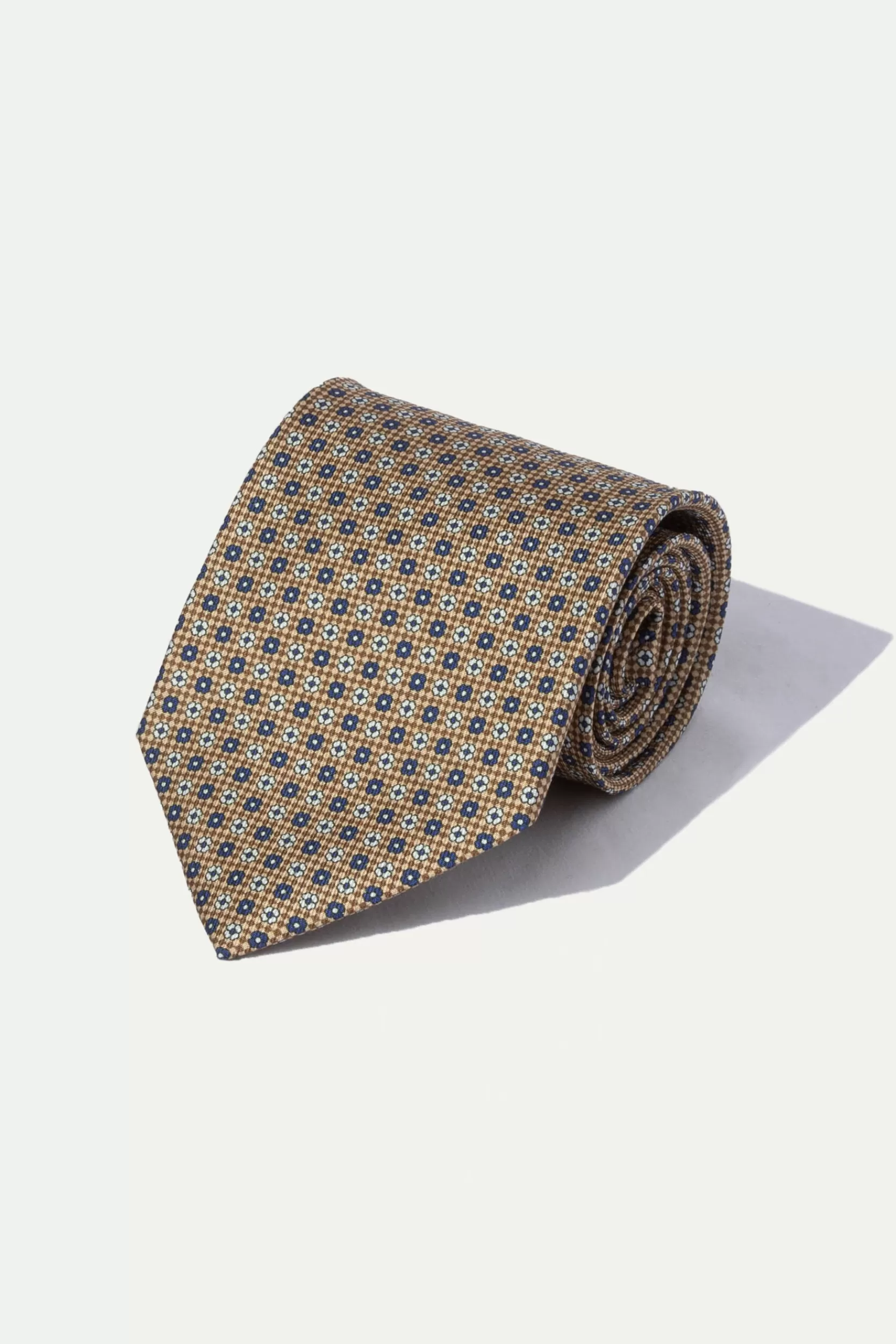 Discount Pini Parma Cravatta In Seta Micro Fantasia - Made In Italy Ocra