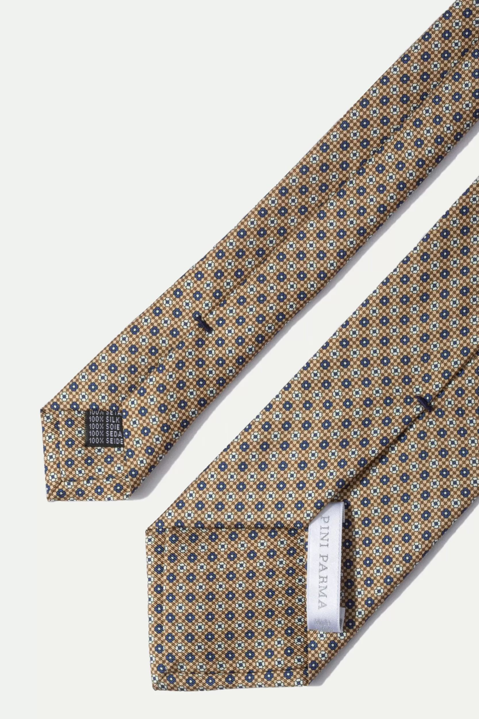 Discount Pini Parma Cravatta In Seta Micro Fantasia - Made In Italy Ocra