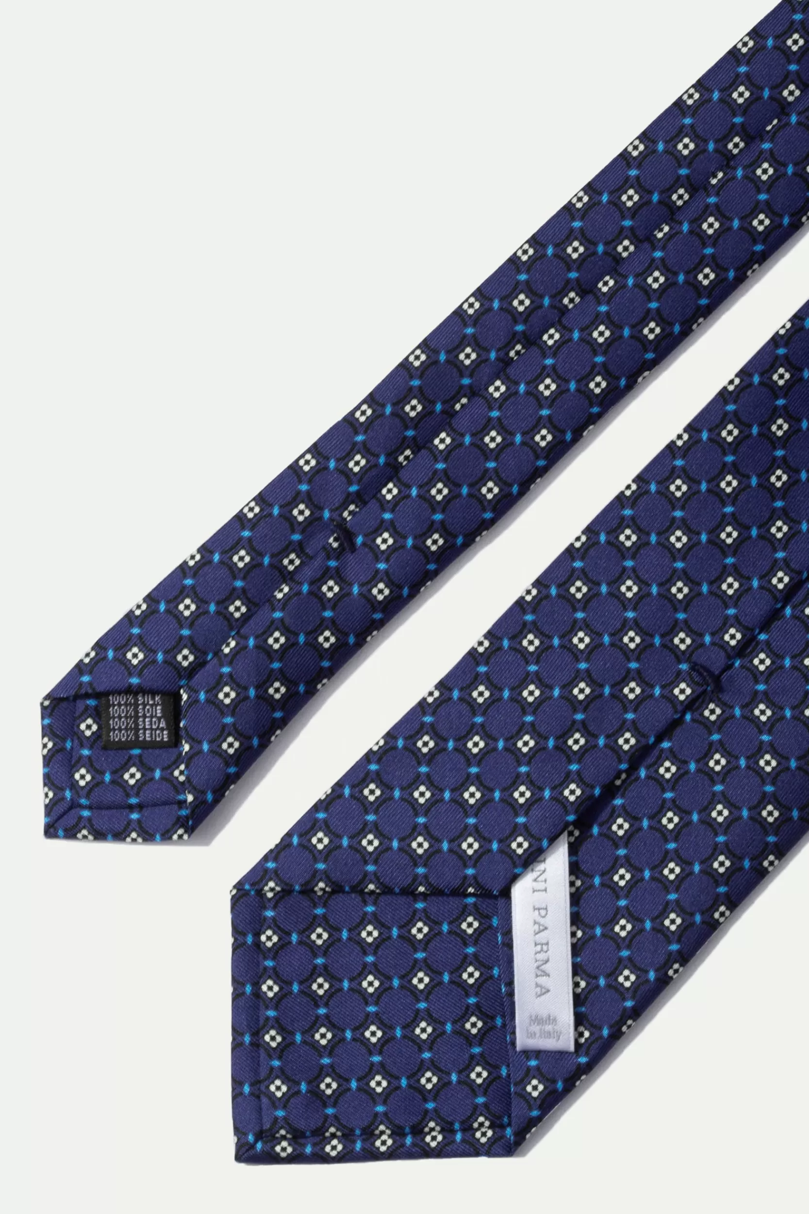 Flash Sale Pini Parma Cravatta In Seta Stampa Fantasia Blu Navy - Made In Italy Marina Militare