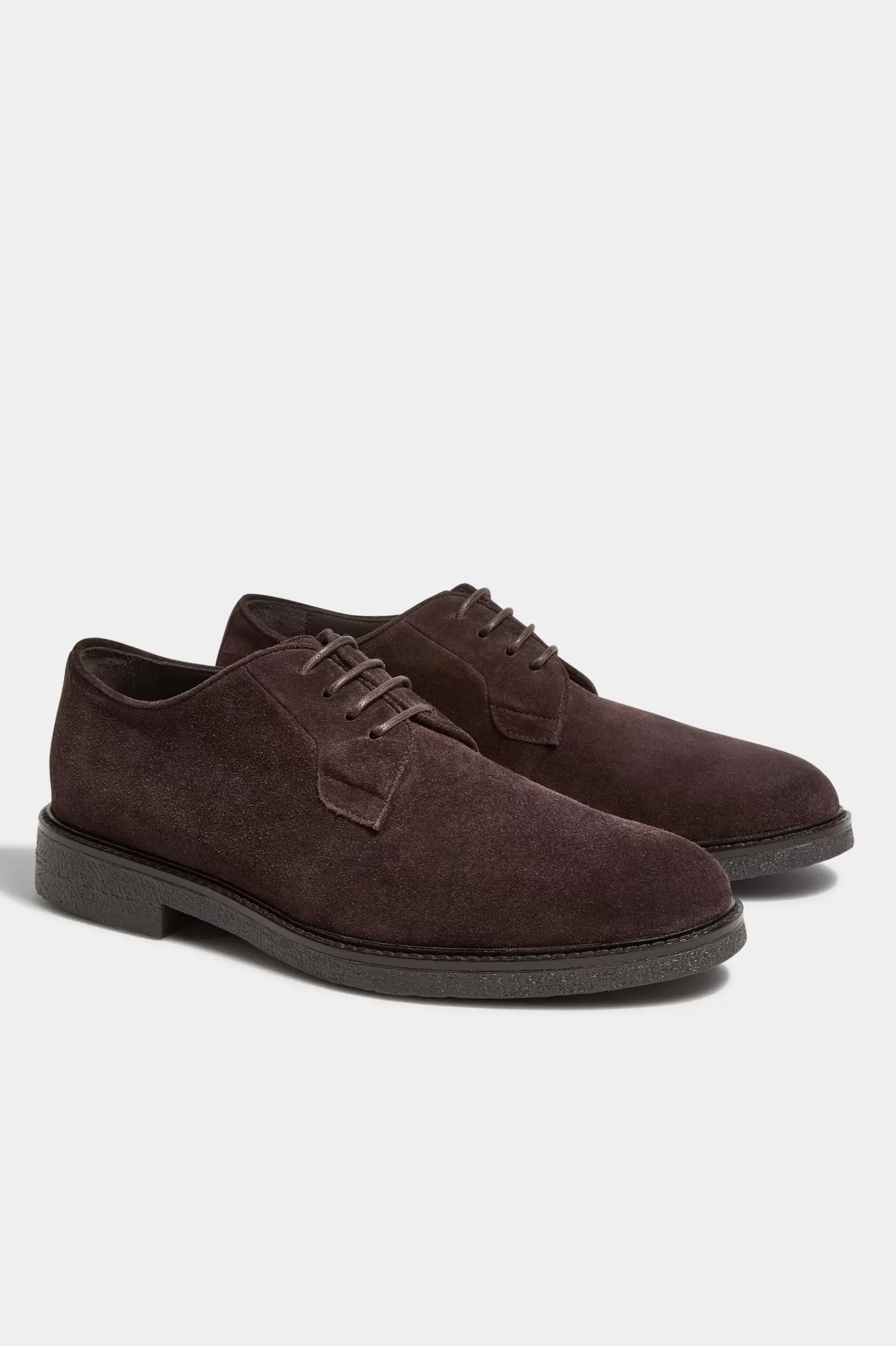 Shop Pini Parma Derby In Pelle Scamosciata Marrone - Made In Italy