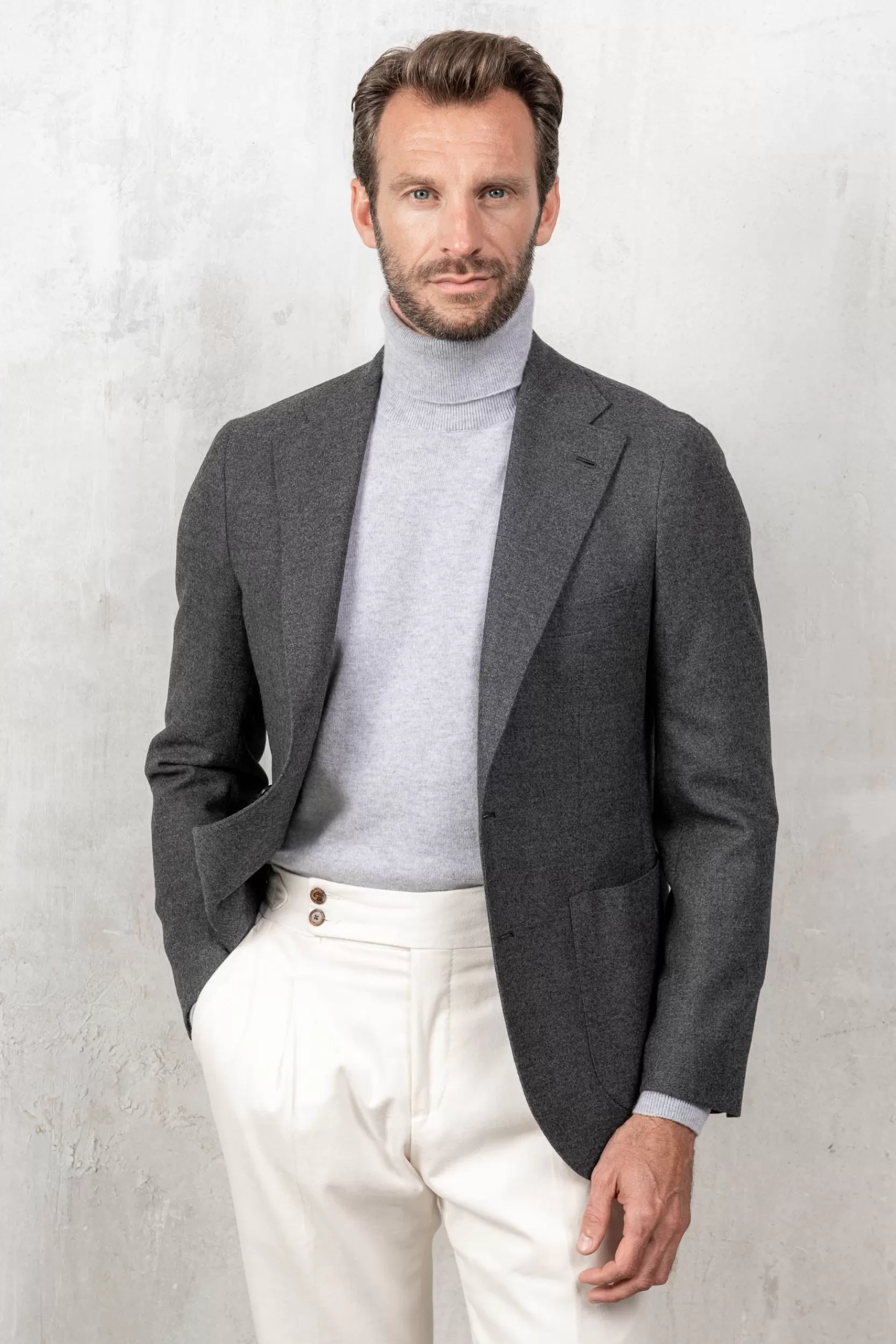 Fashion Pini Parma Dolcevita In Cashmere – Made In Italy Grigio chiaro