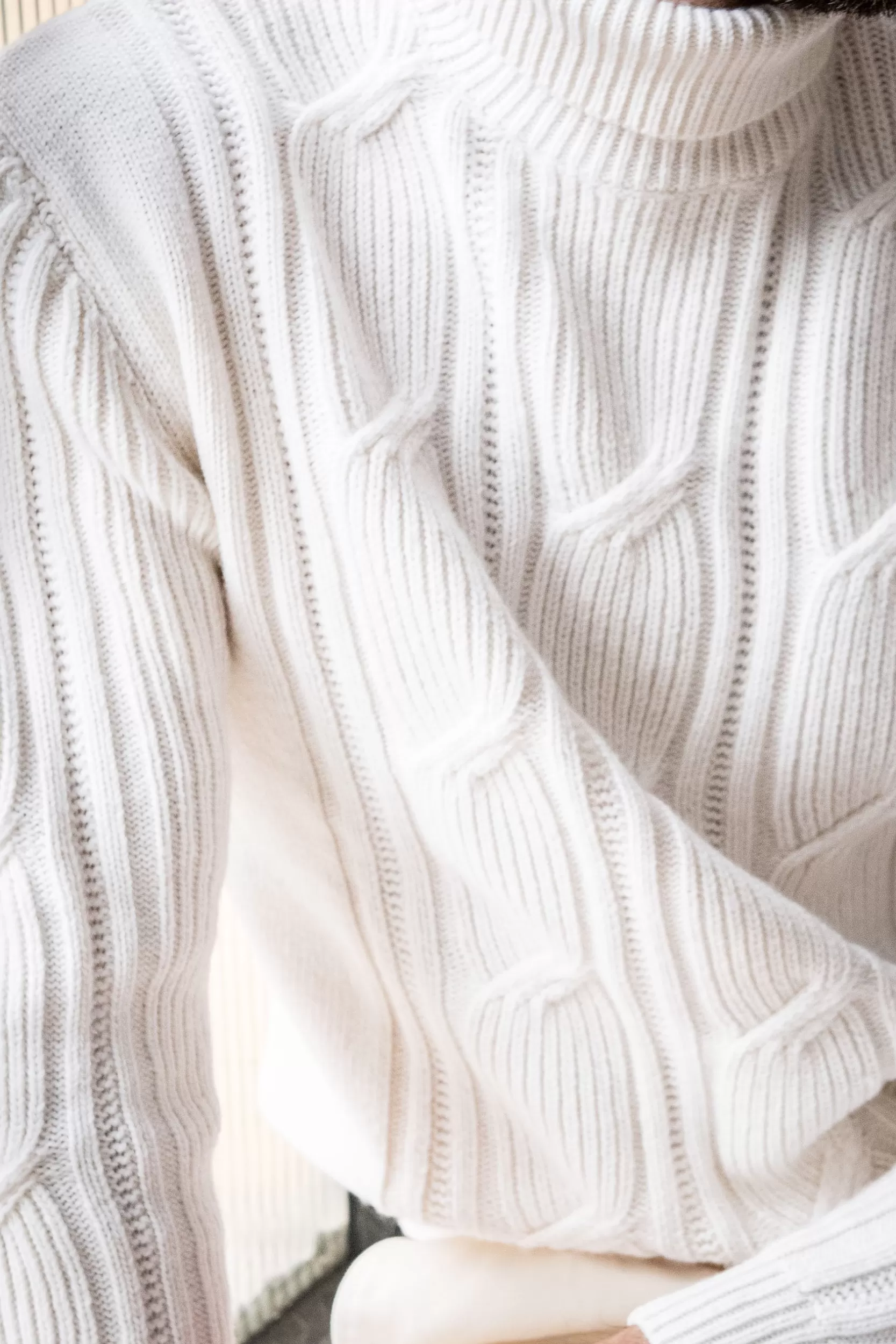 Outlet Pini Parma Dolcevita In Lana E Cashmere Con Motivo Jacquard – Made In Italy Bianco