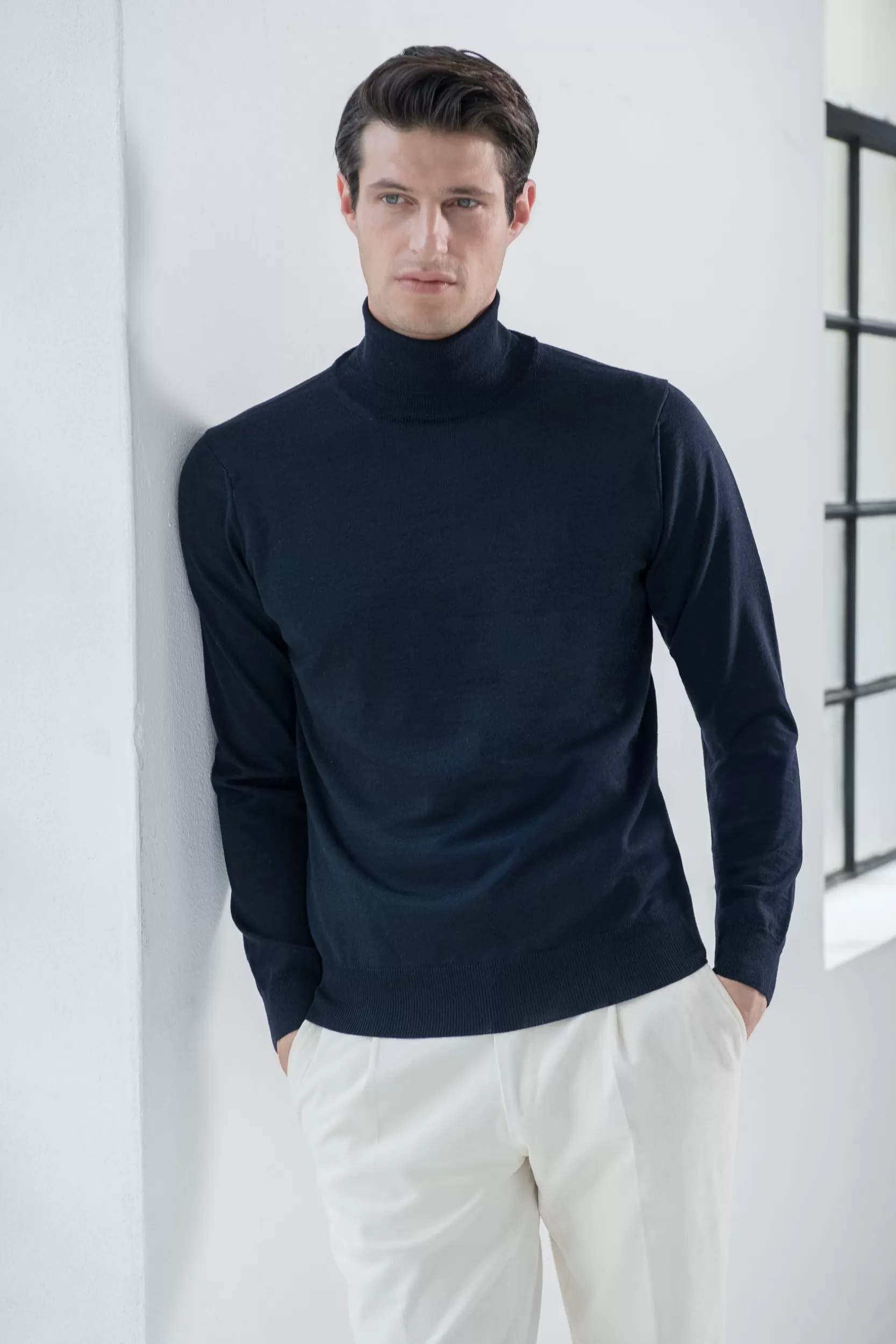 Flash Sale Pini Parma Dolcevita In Lana Merino – Made In Italy Blu