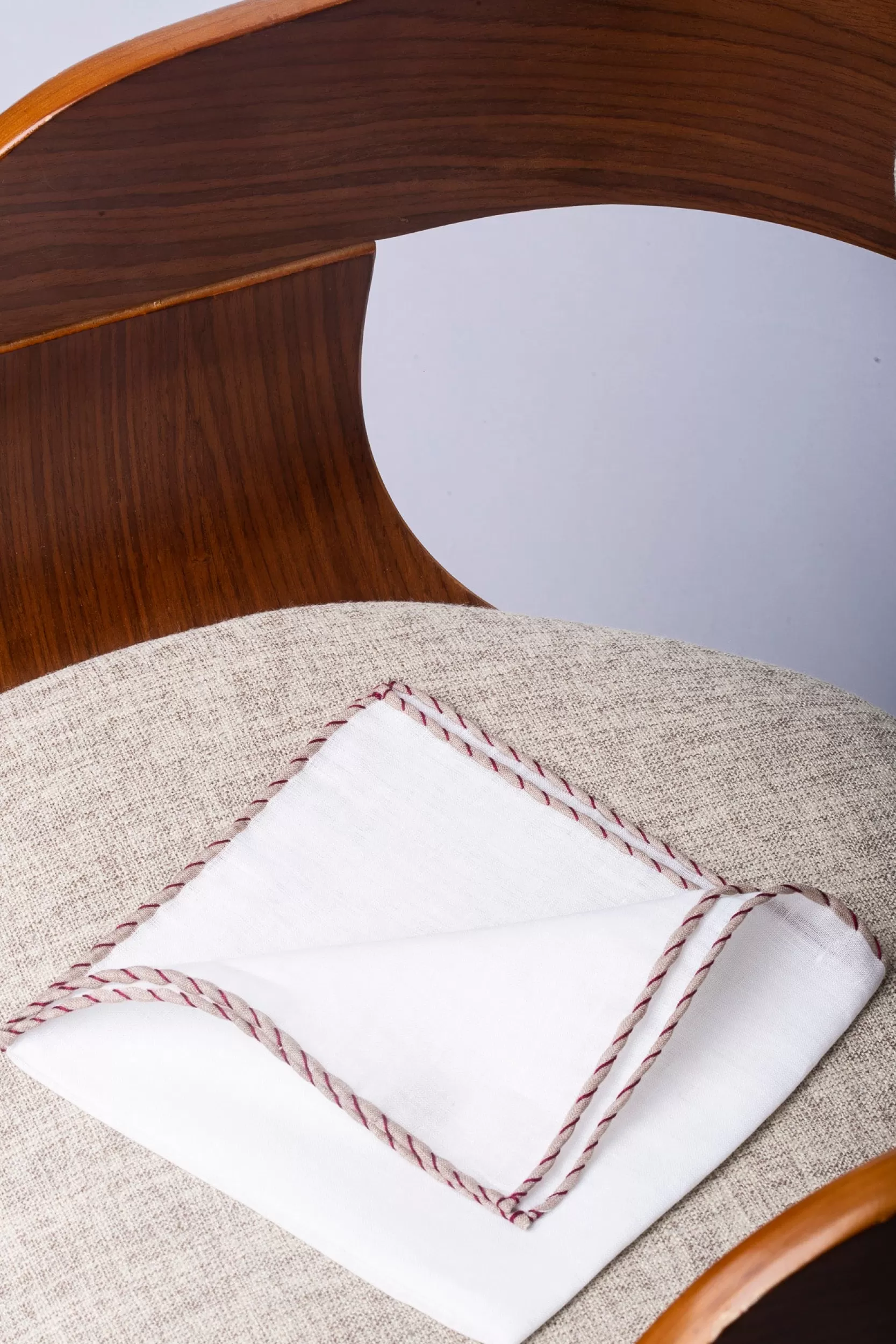 Hot Pini Parma Fazzoletti Da Taschino In Lino Bianco Con Bordi E Rossi - Made In Italy Beige