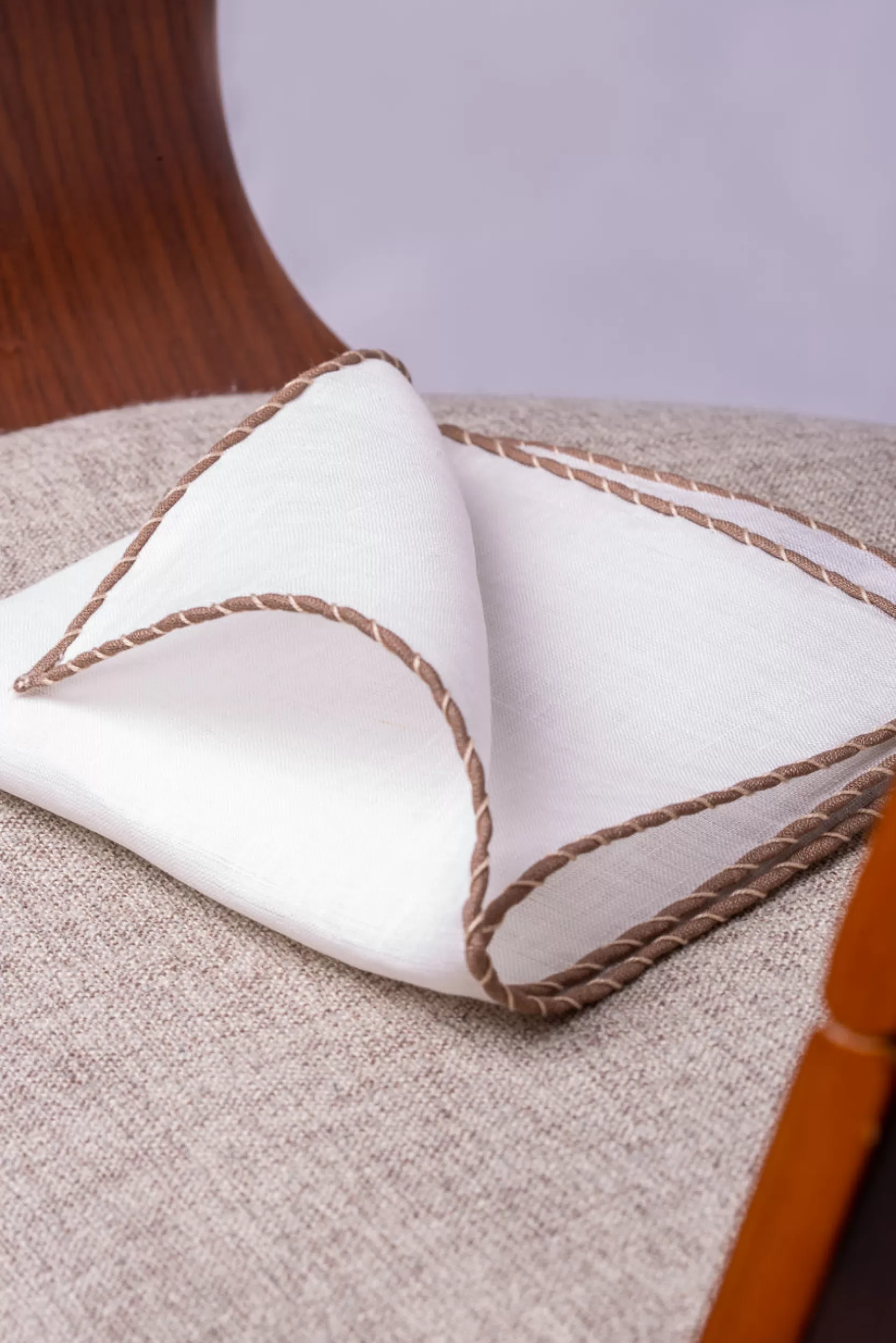 Cheap Pini Parma Fazzoletti Da Taschino In Lino Bianco Con Bordi Tortora E Beige - Made In Italy Talpa