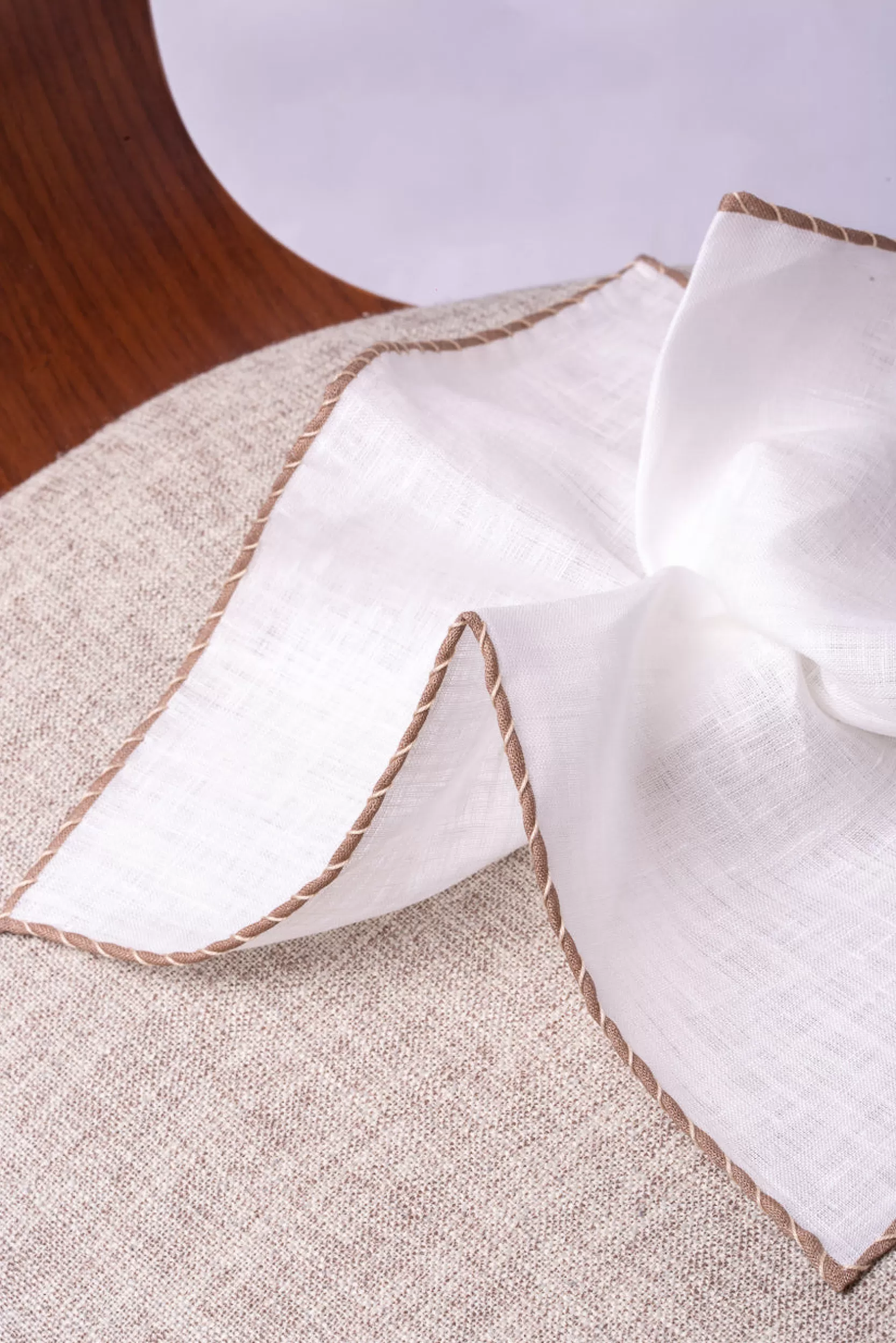 Cheap Pini Parma Fazzoletti Da Taschino In Lino Bianco Con Bordi Tortora E Beige - Made In Italy Talpa