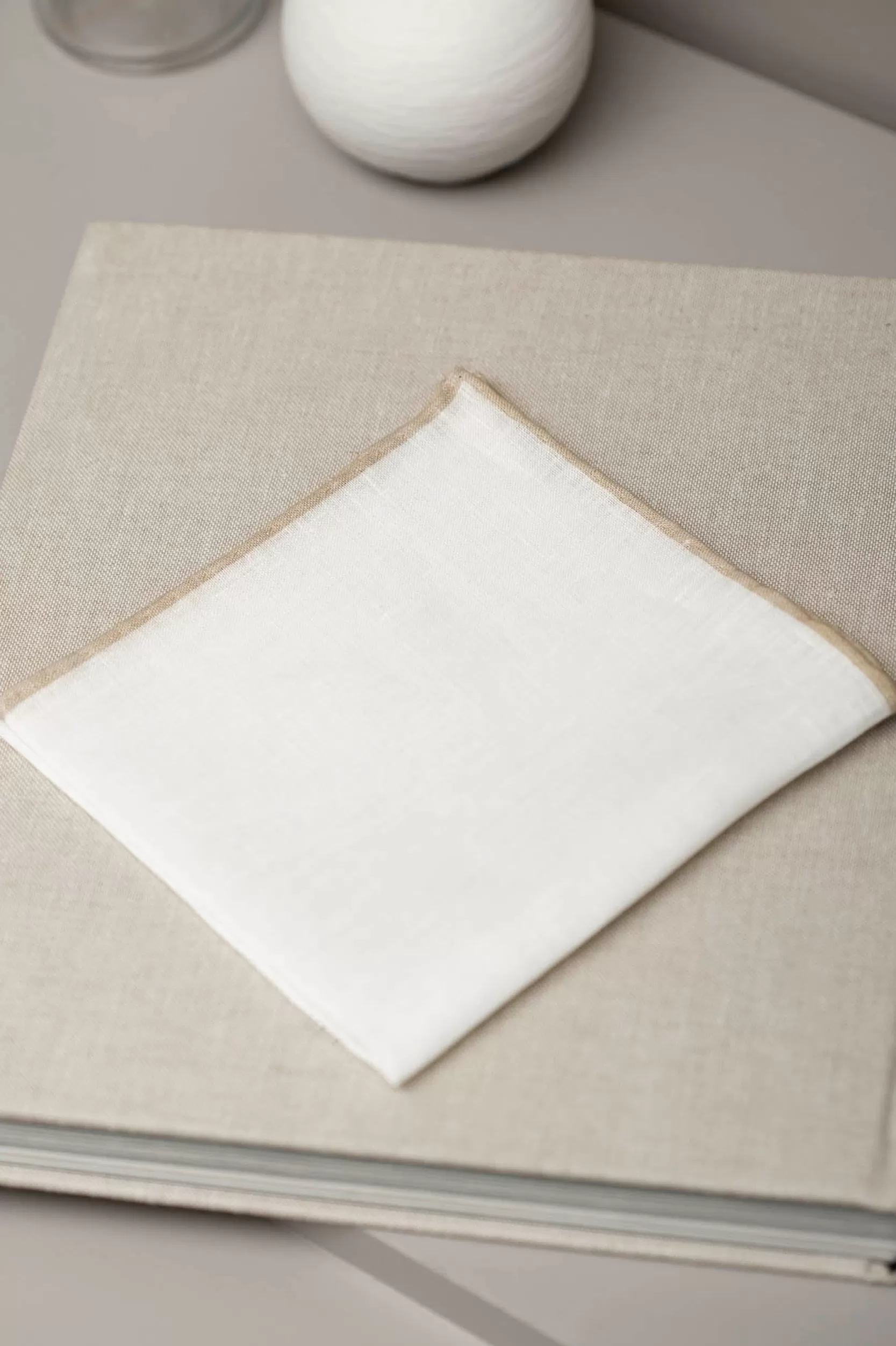 Best Sale Pini Parma Fazzoletti Da Taschino In Lino Bianco/ - Made In Italy Beige
