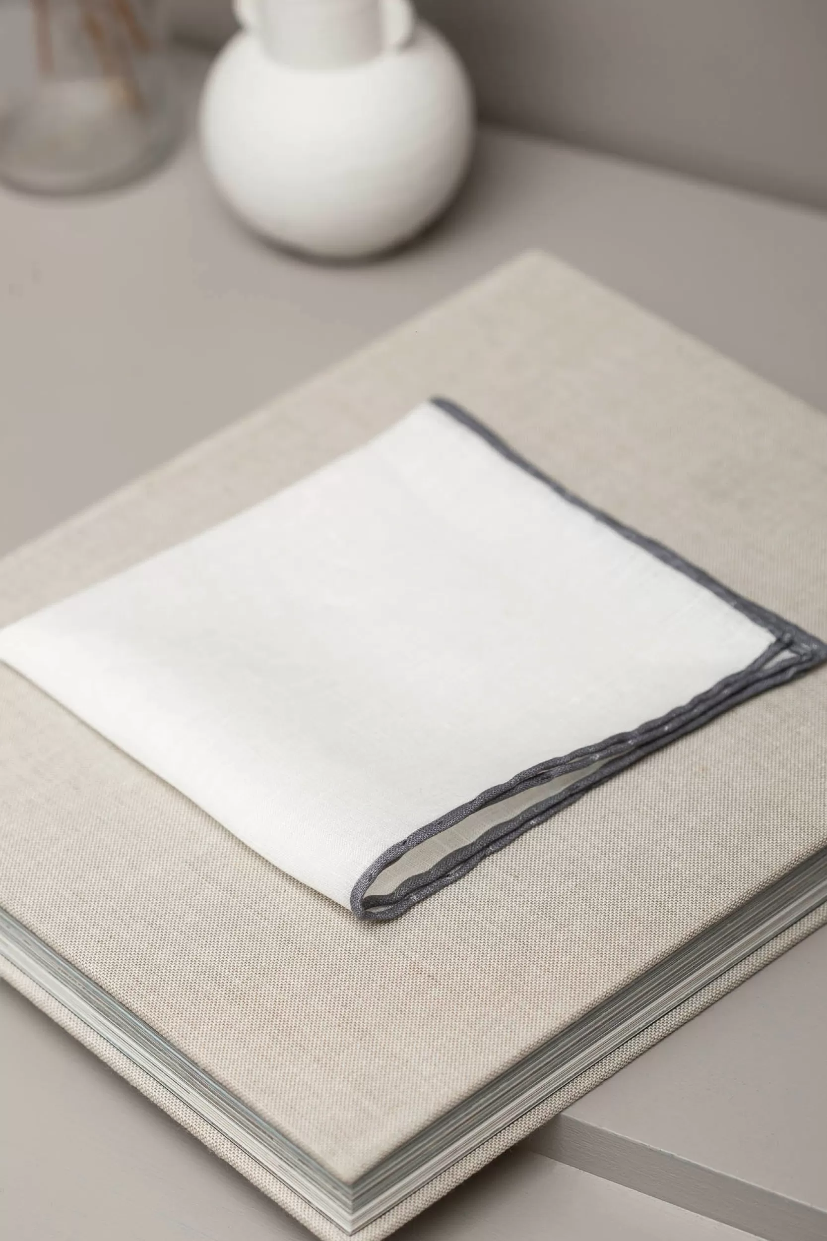 Online Pini Parma Fazzoletti Da Taschino In Lino Bianco/ - Made In Italy Grigio