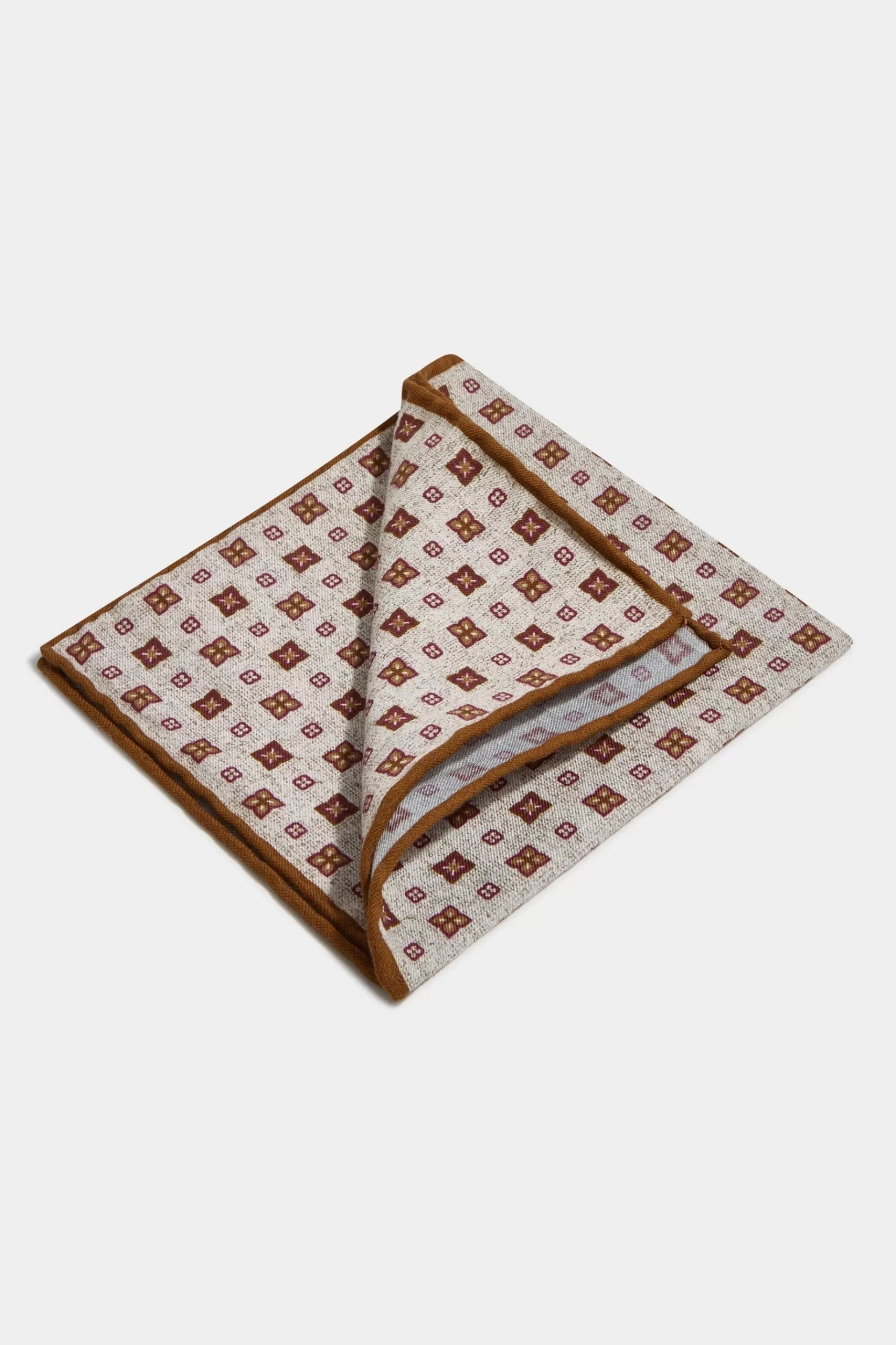 Fashion Pini Parma Fazzoletti Da Taschino Reversibile Fantasia - Made In Italy Sabbia