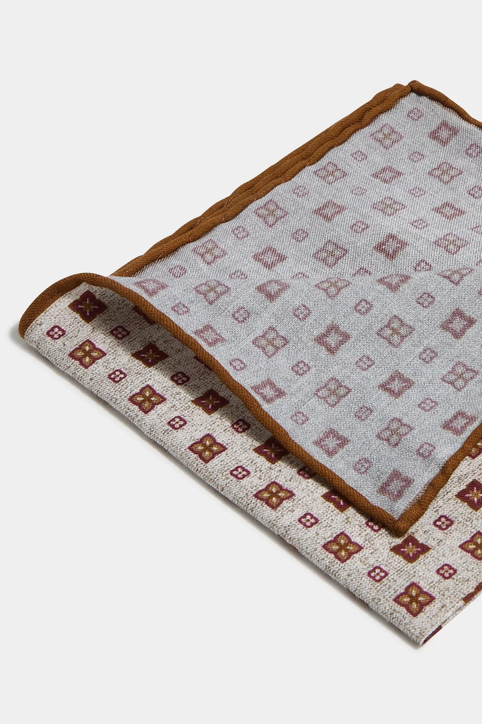 Fashion Pini Parma Fazzoletti Da Taschino Reversibile Fantasia - Made In Italy Sabbia