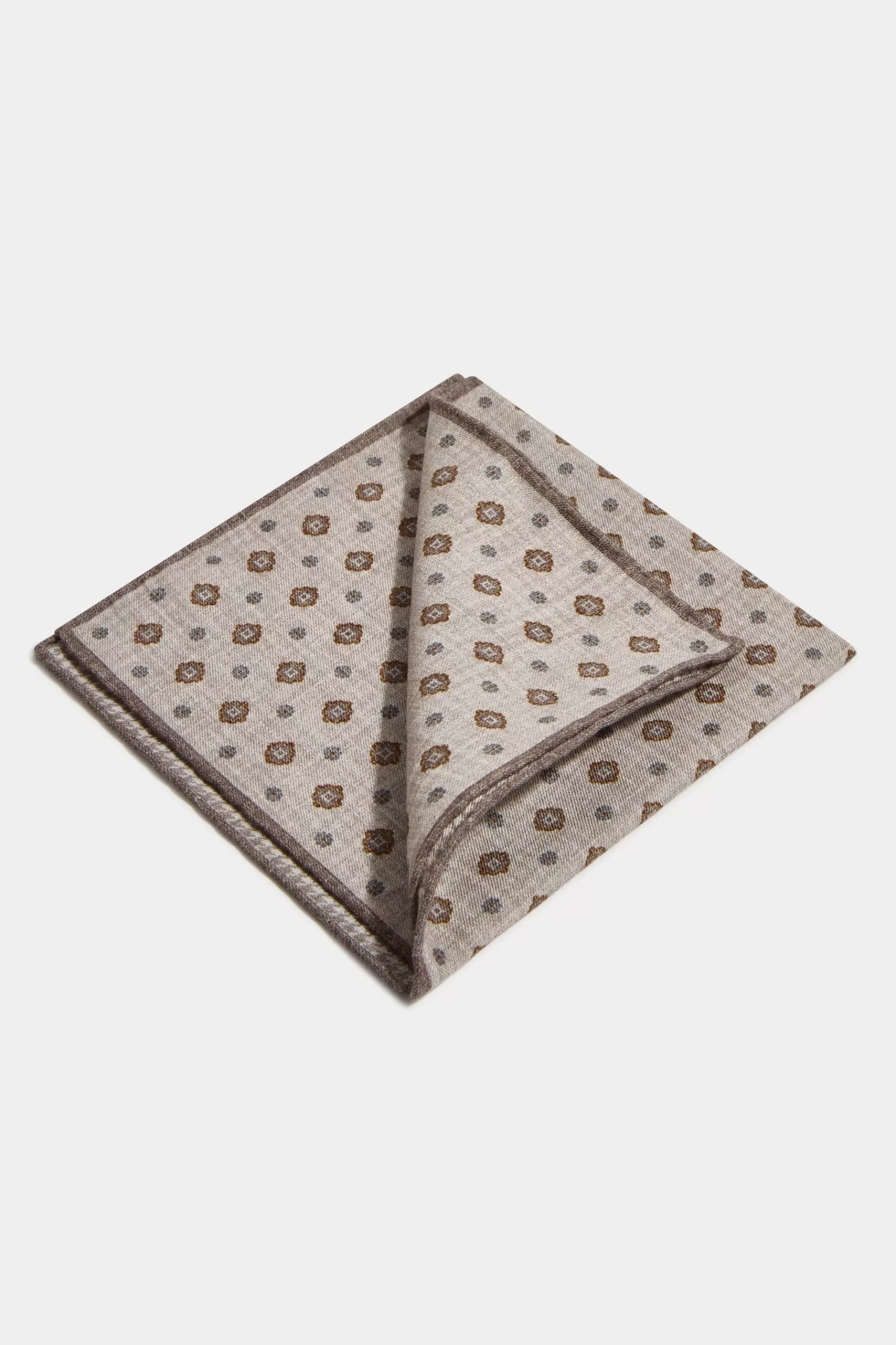 Clearance Pini Parma Fazzoletti Da Taschino Reversibile Fantasia Tortora - Made In Italy Talpa