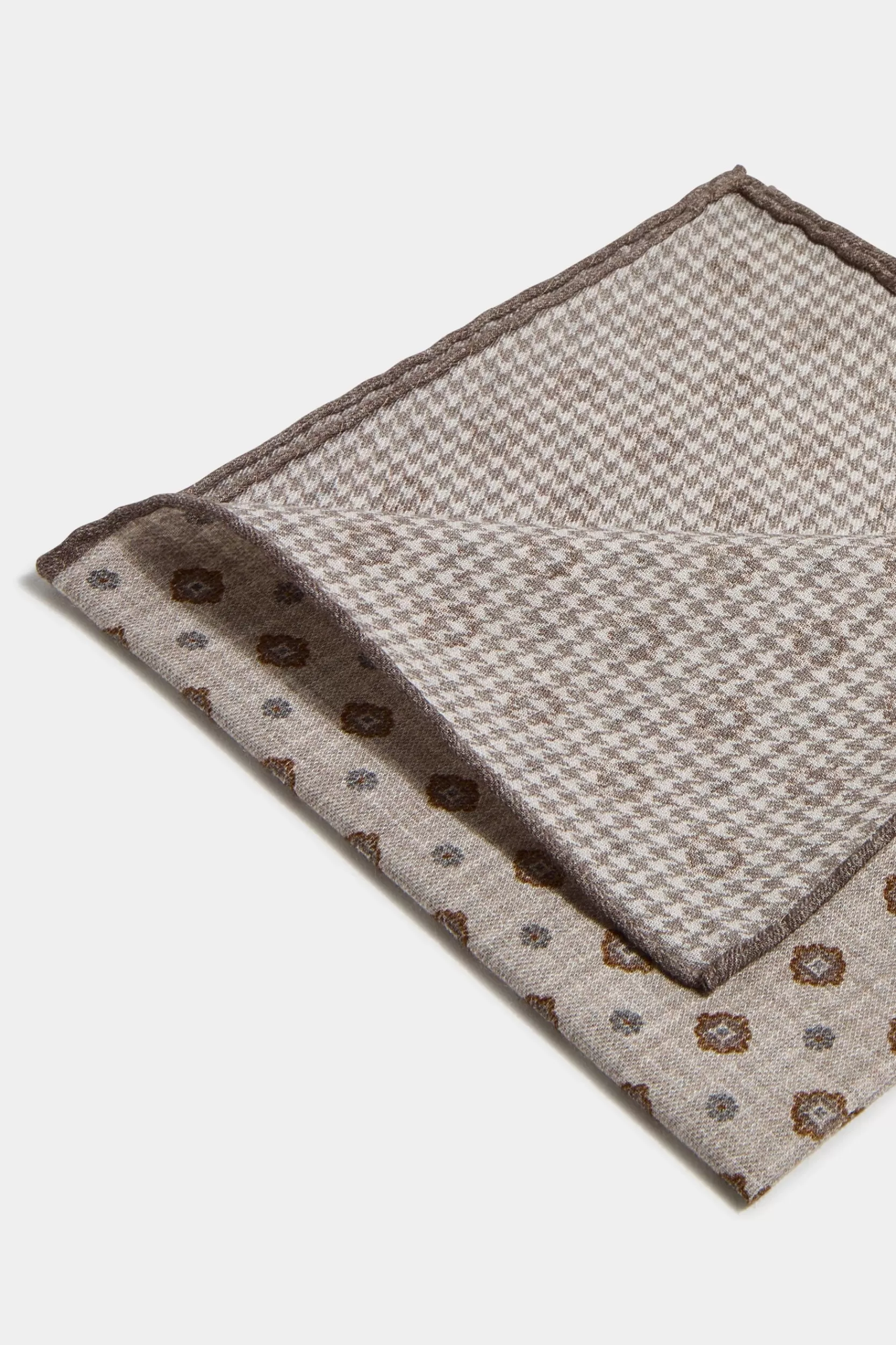 Clearance Pini Parma Fazzoletti Da Taschino Reversibile Fantasia Tortora - Made In Italy Talpa