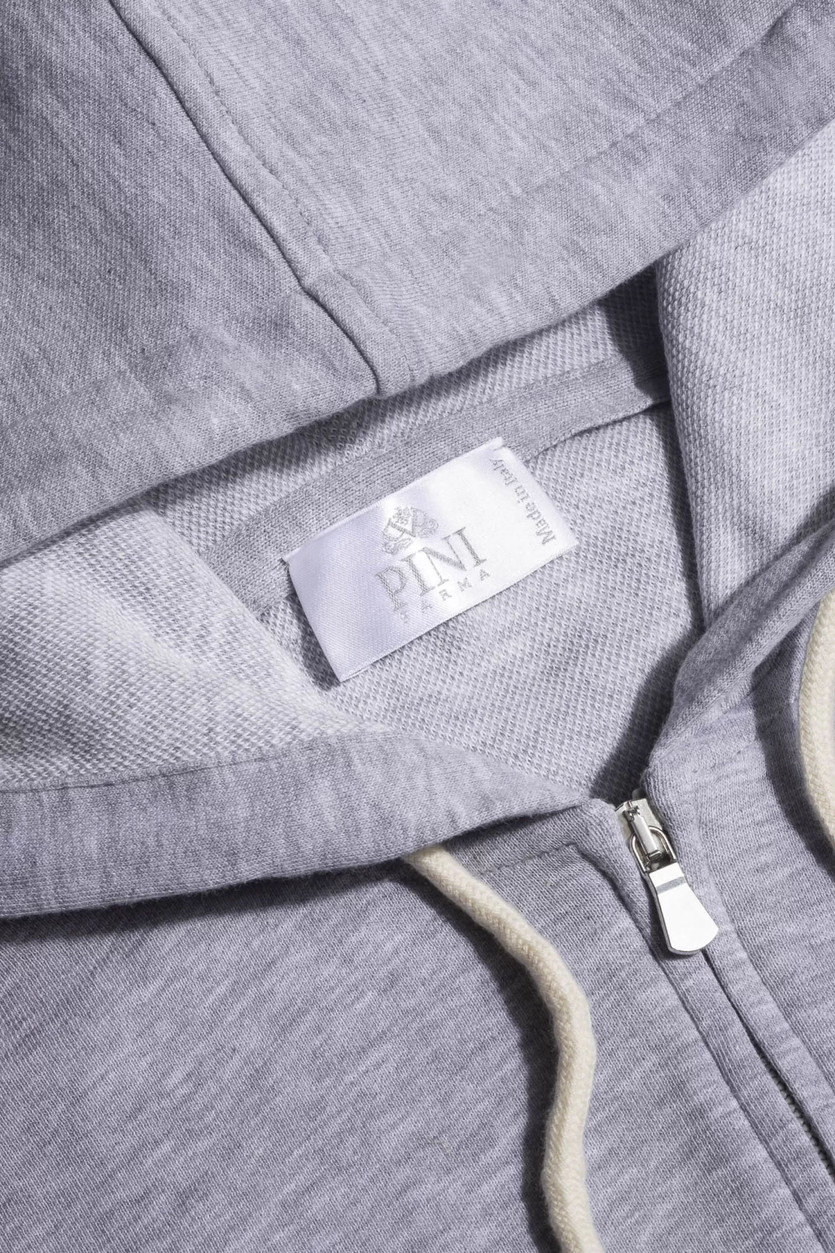 Cheap Pini Parma Felpa Con Cappuccio E Zip Grigio Chiaro Per Il Tempo Libero - Made In Italy