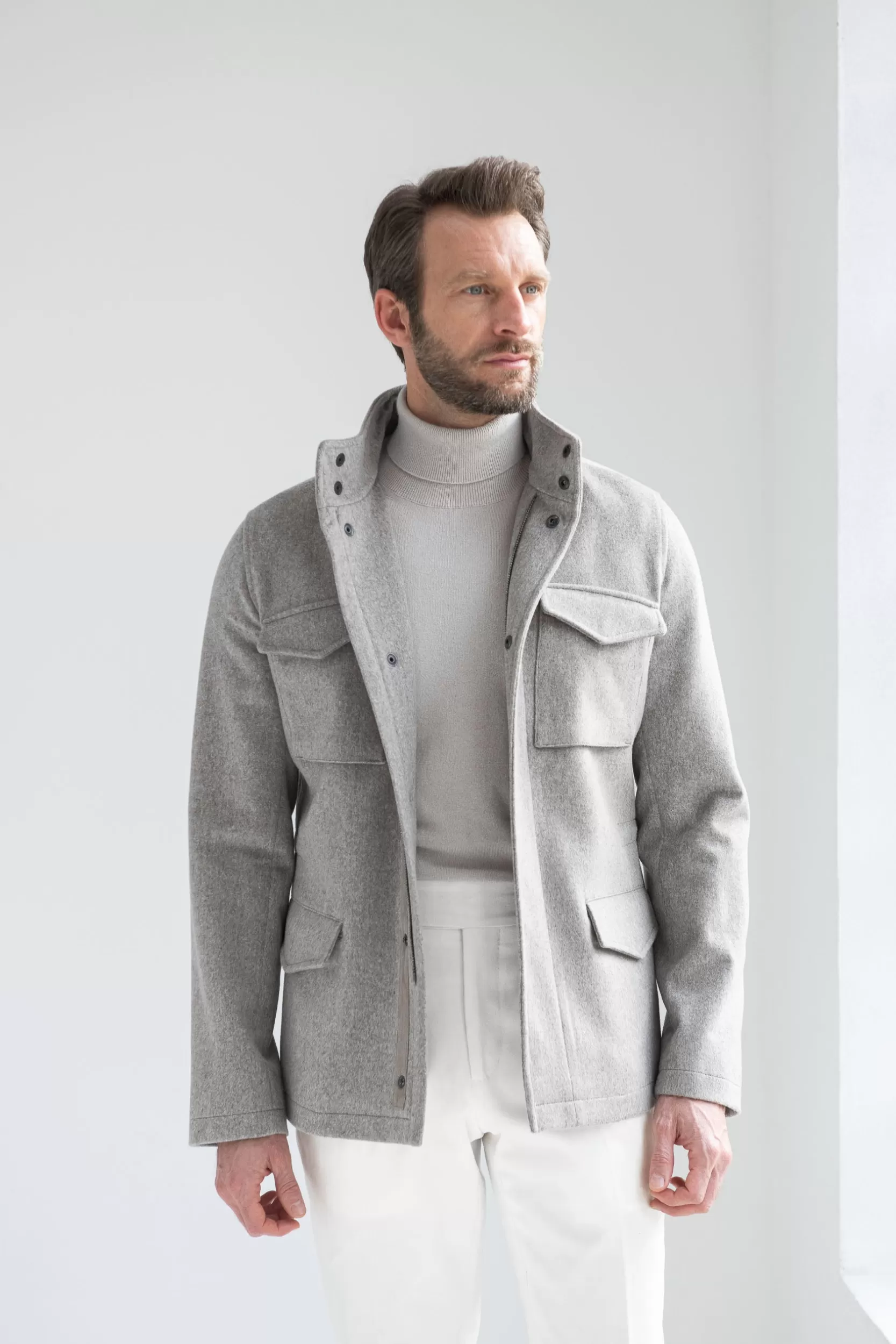 Cheap Pini Parma Field Jacket Beige In Tessuto Loro Piana - Made In Italy