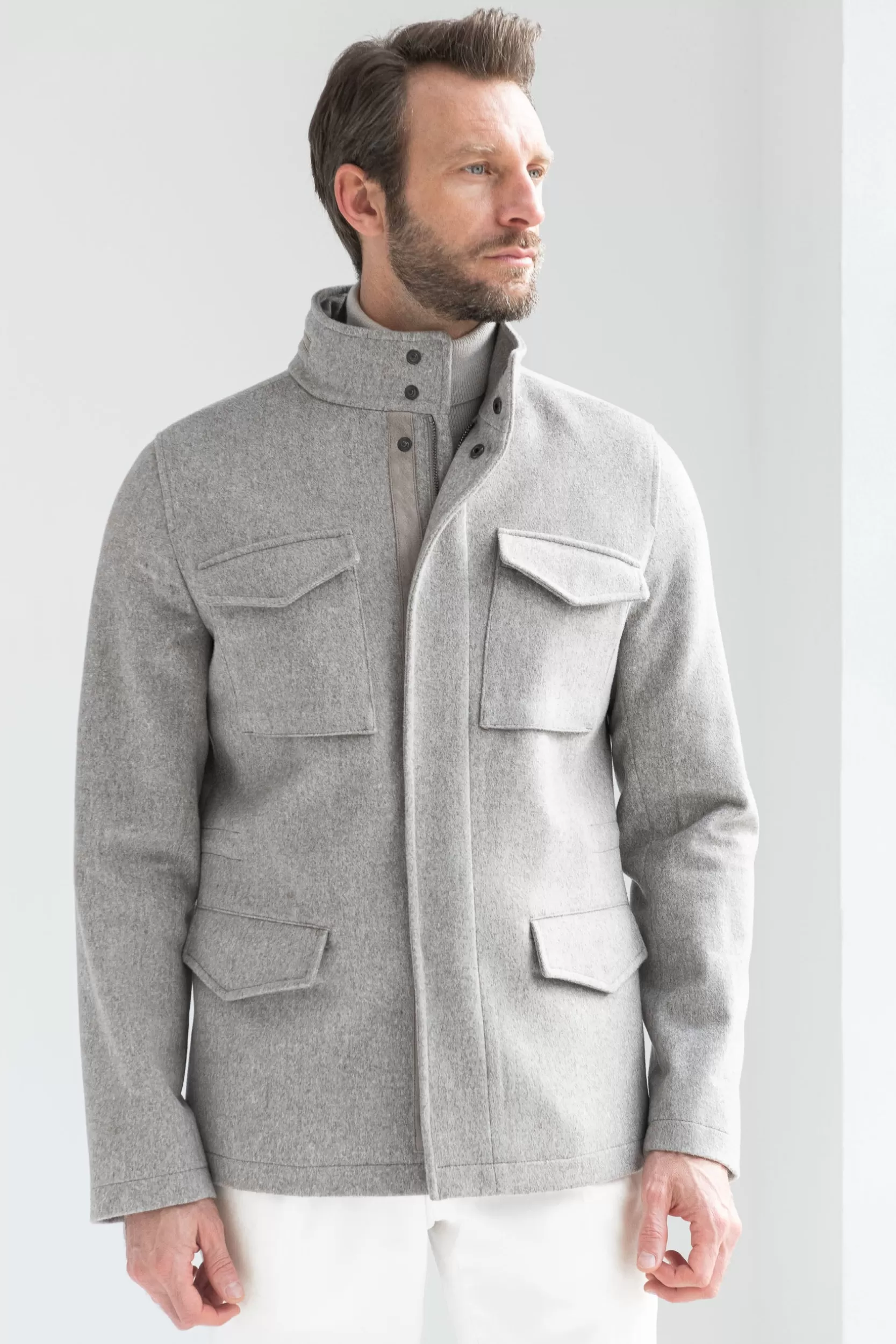 Cheap Pini Parma Field Jacket Beige In Tessuto Loro Piana - Made In Italy