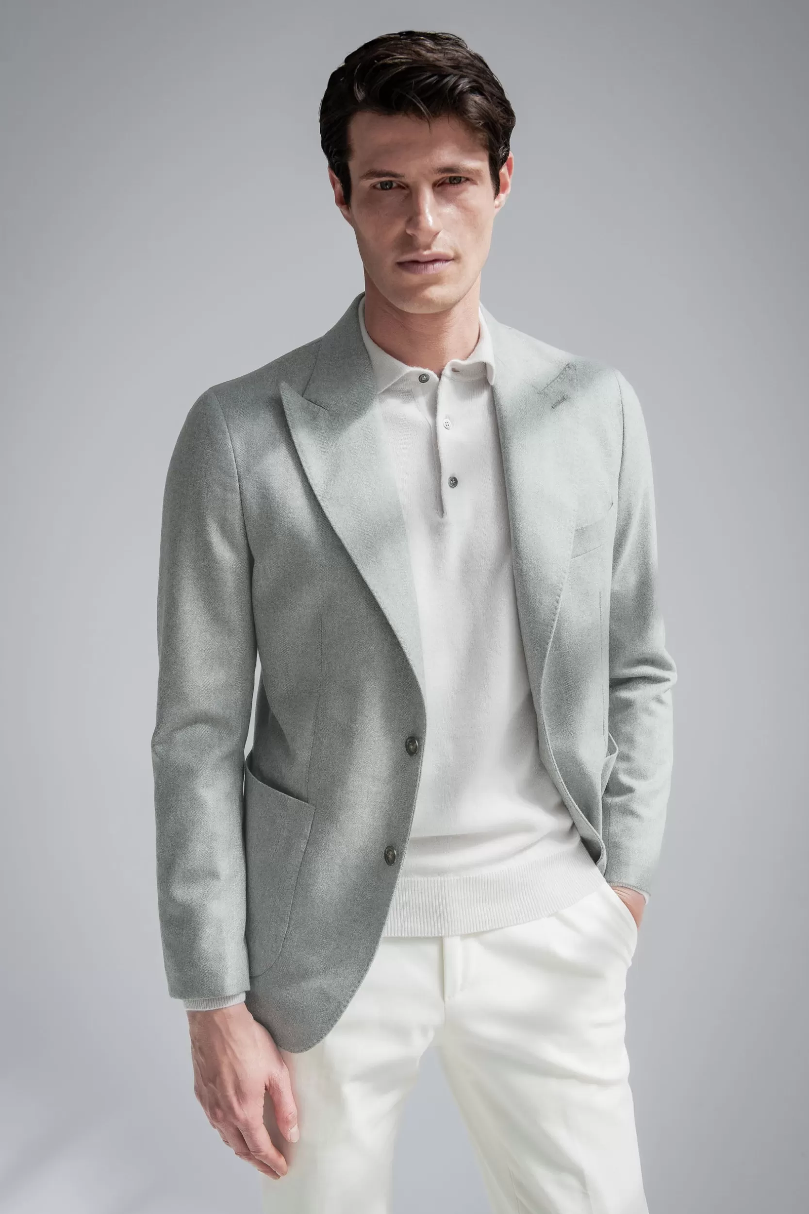 Store Pini Parma Giacca A Spina Di Pesce Salvia " Soragna Capsule Collection" - Made In Italy