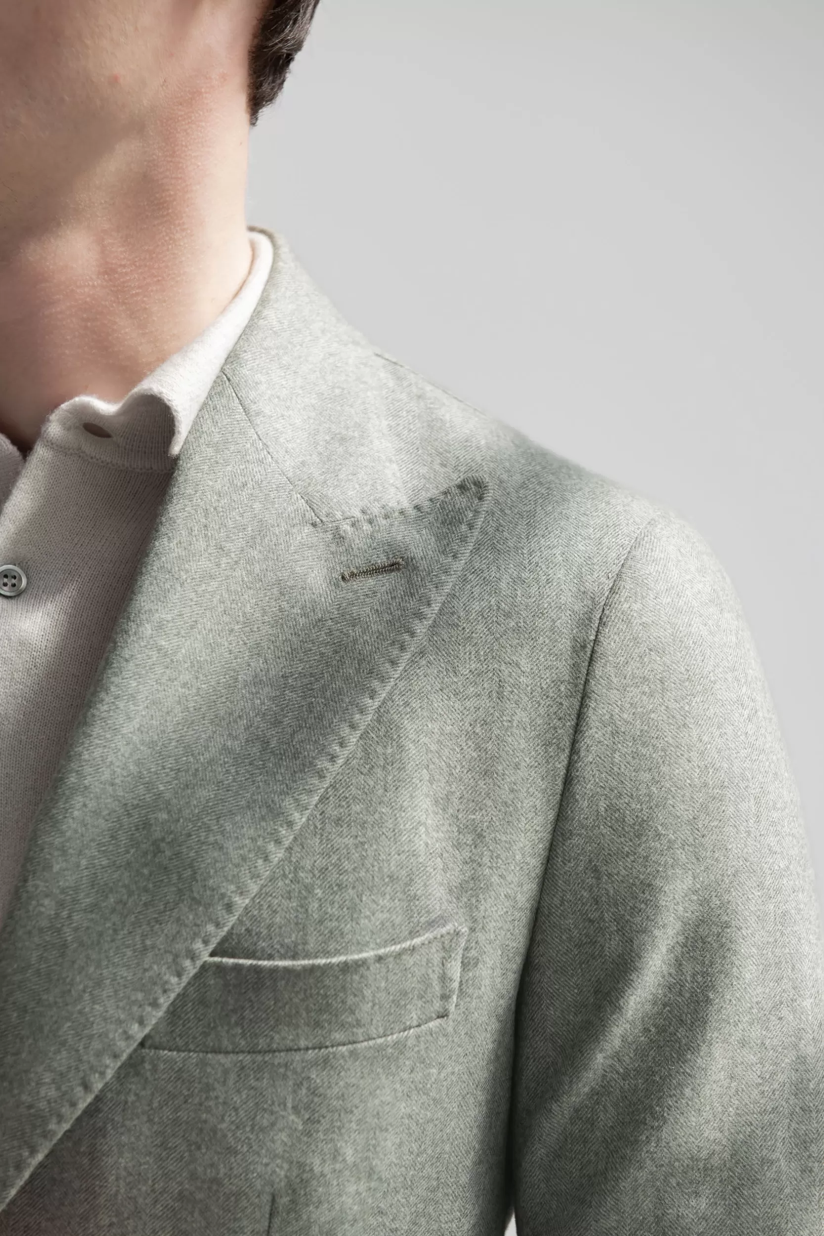 Store Pini Parma Giacca A Spina Di Pesce Salvia " Soragna Capsule Collection" - Made In Italy