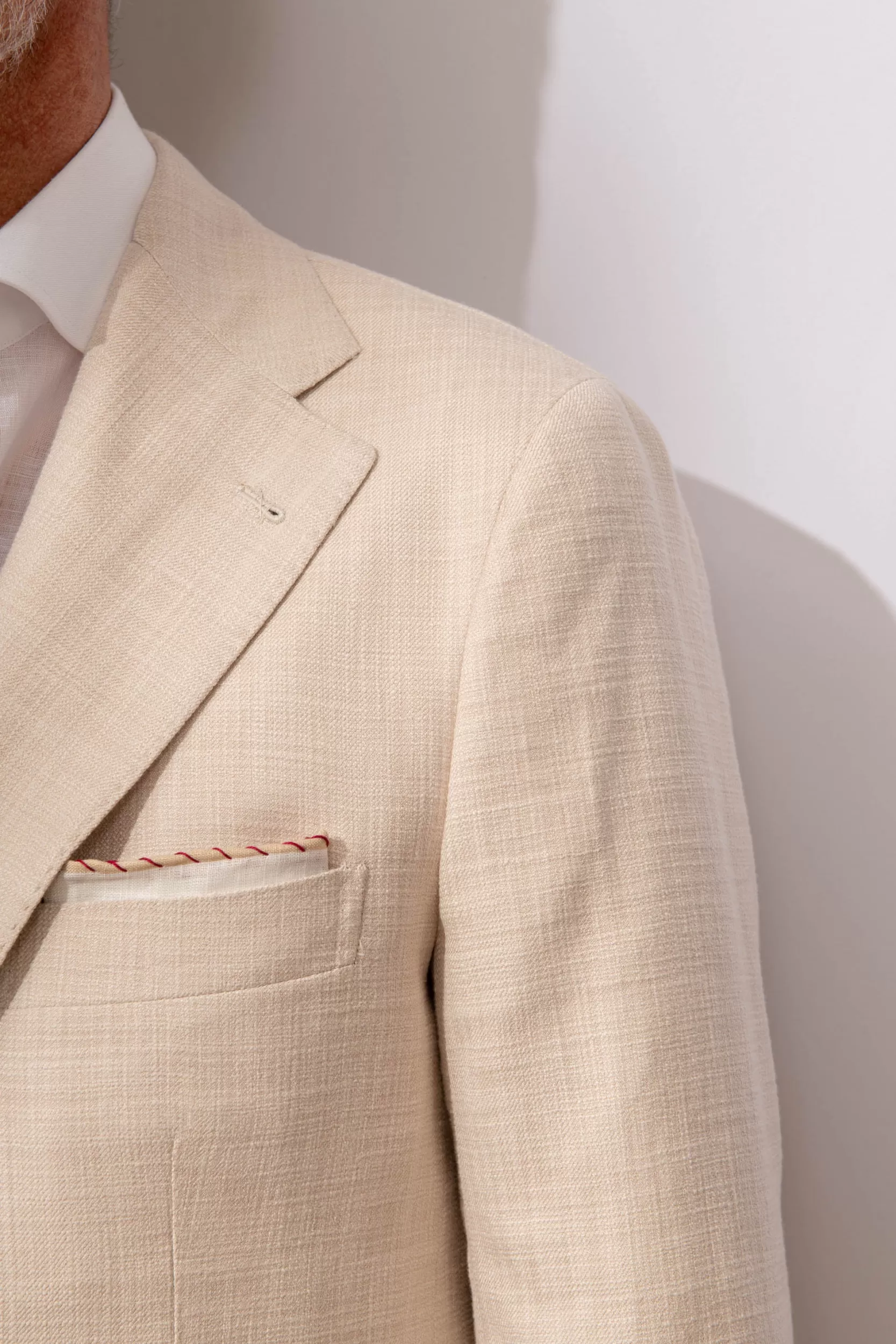 Best Pini Parma Giacca Beige In Cotone E Seta Loro Piana - Made In Italy