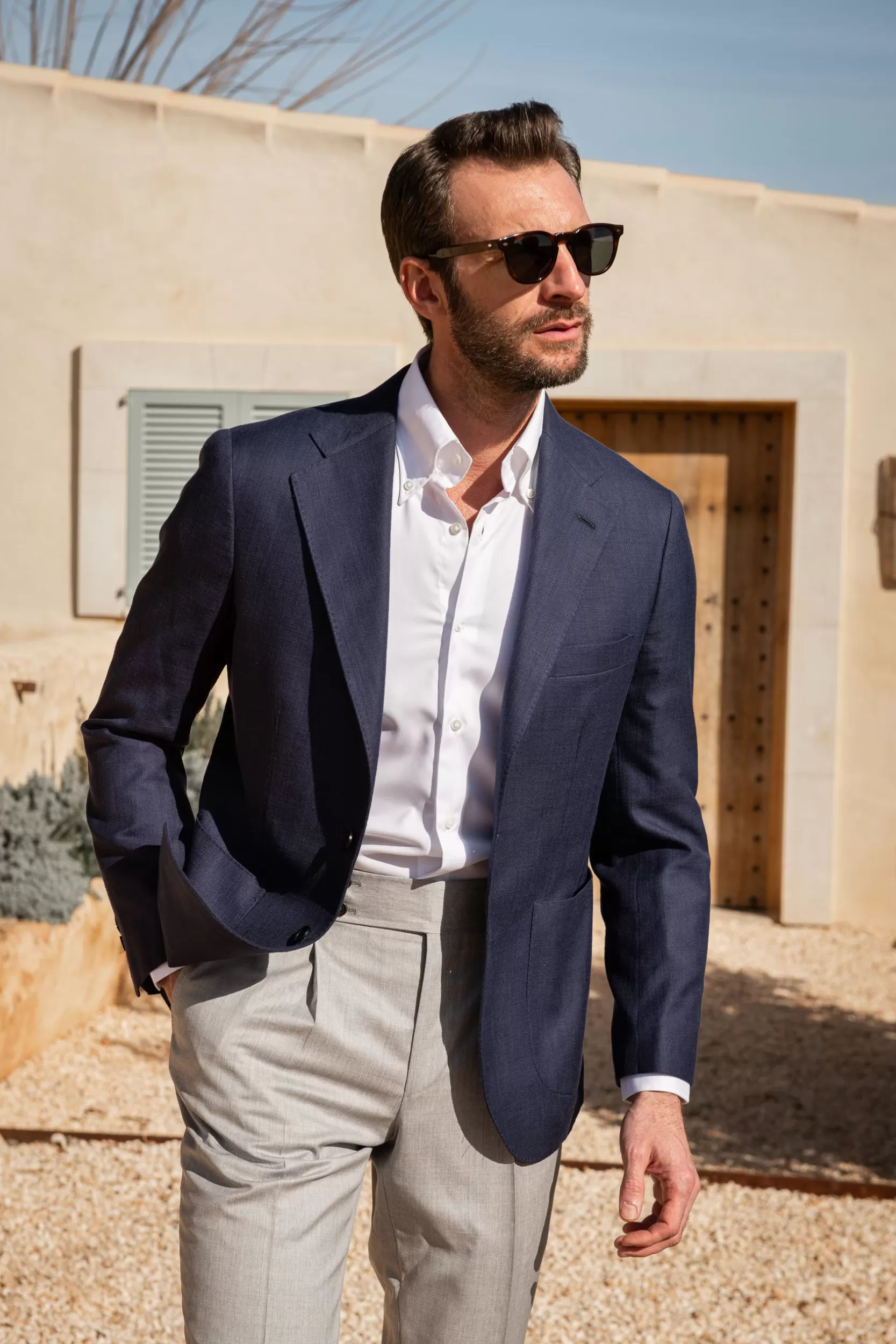 Shop Pini Parma Giacca In Cotone E Seta Loro Piana - Made In Italy Blu