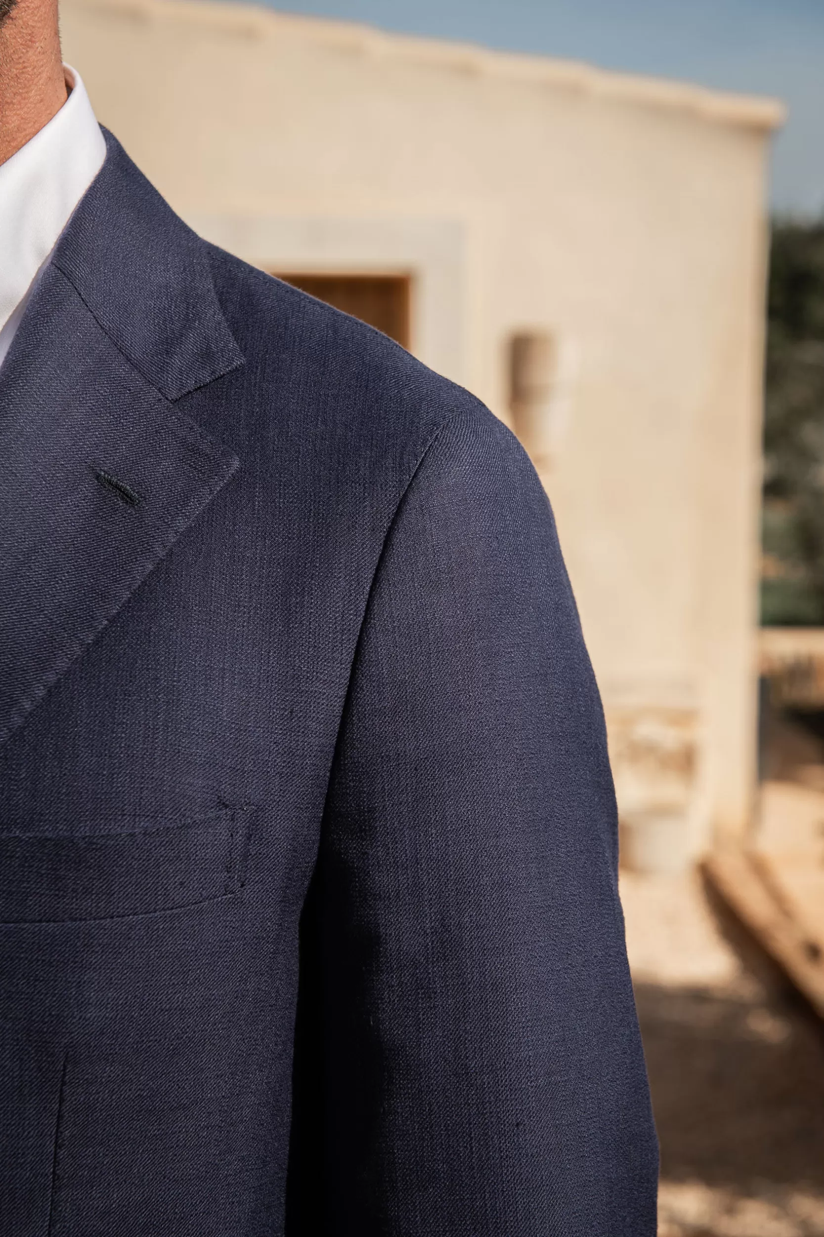 Shop Pini Parma Giacca In Cotone E Seta Loro Piana - Made In Italy Blu