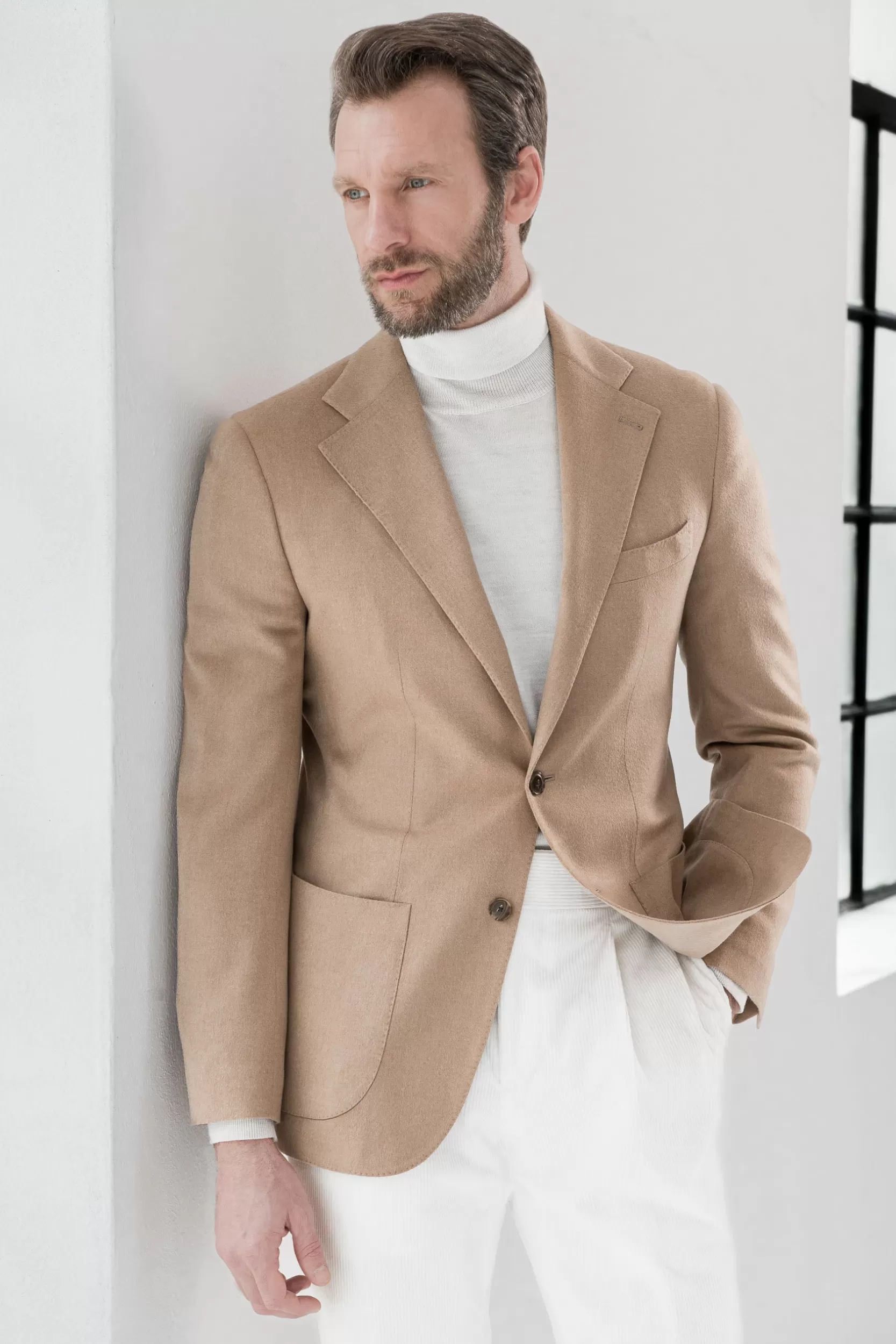 Store Pini Parma Giacca Cammello In Tessuto Loro Piana - Made In Italy