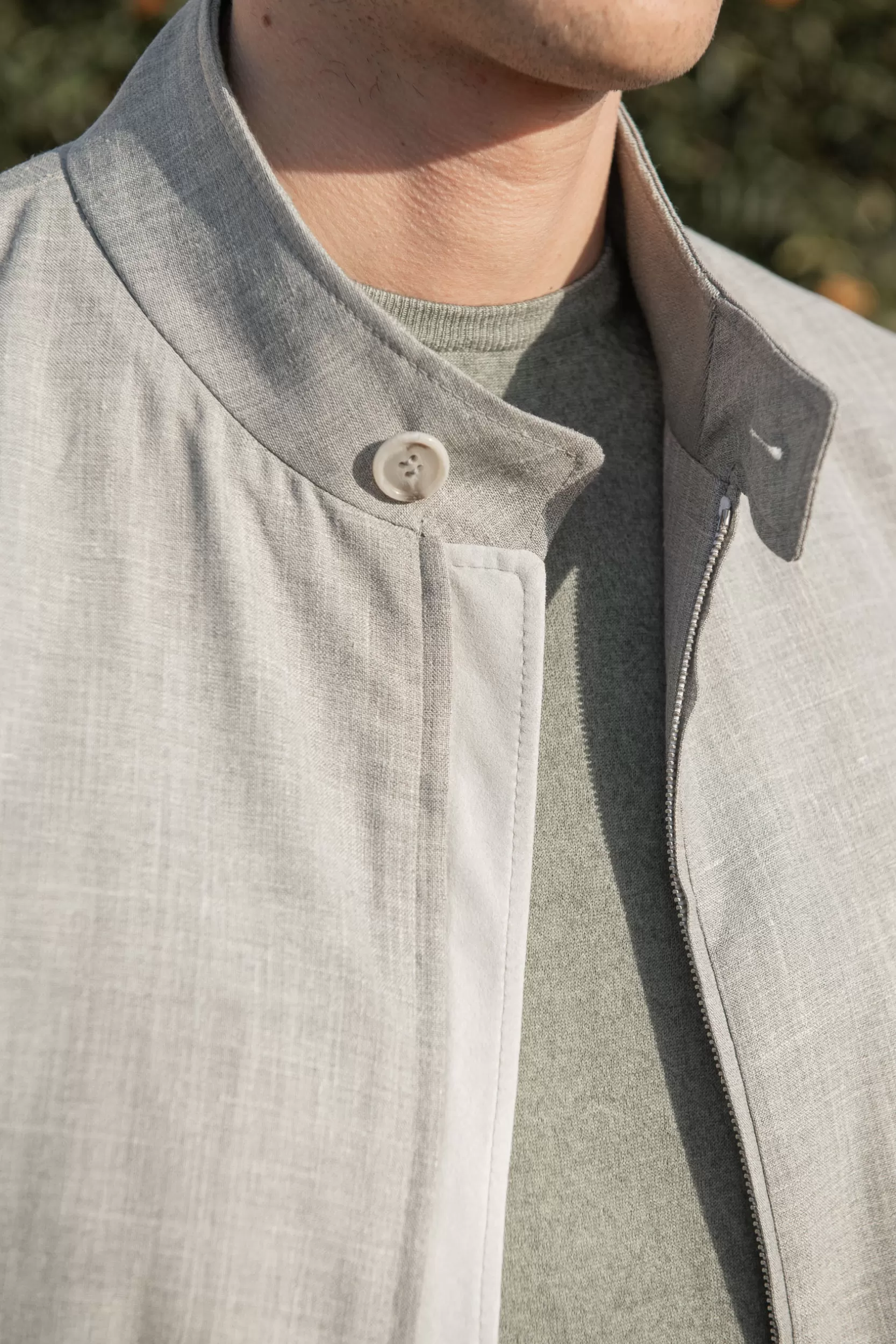 Outlet Pini Parma Giacca Corta Grigia In Tessuto Loro Piana – Made In Italy Grigio