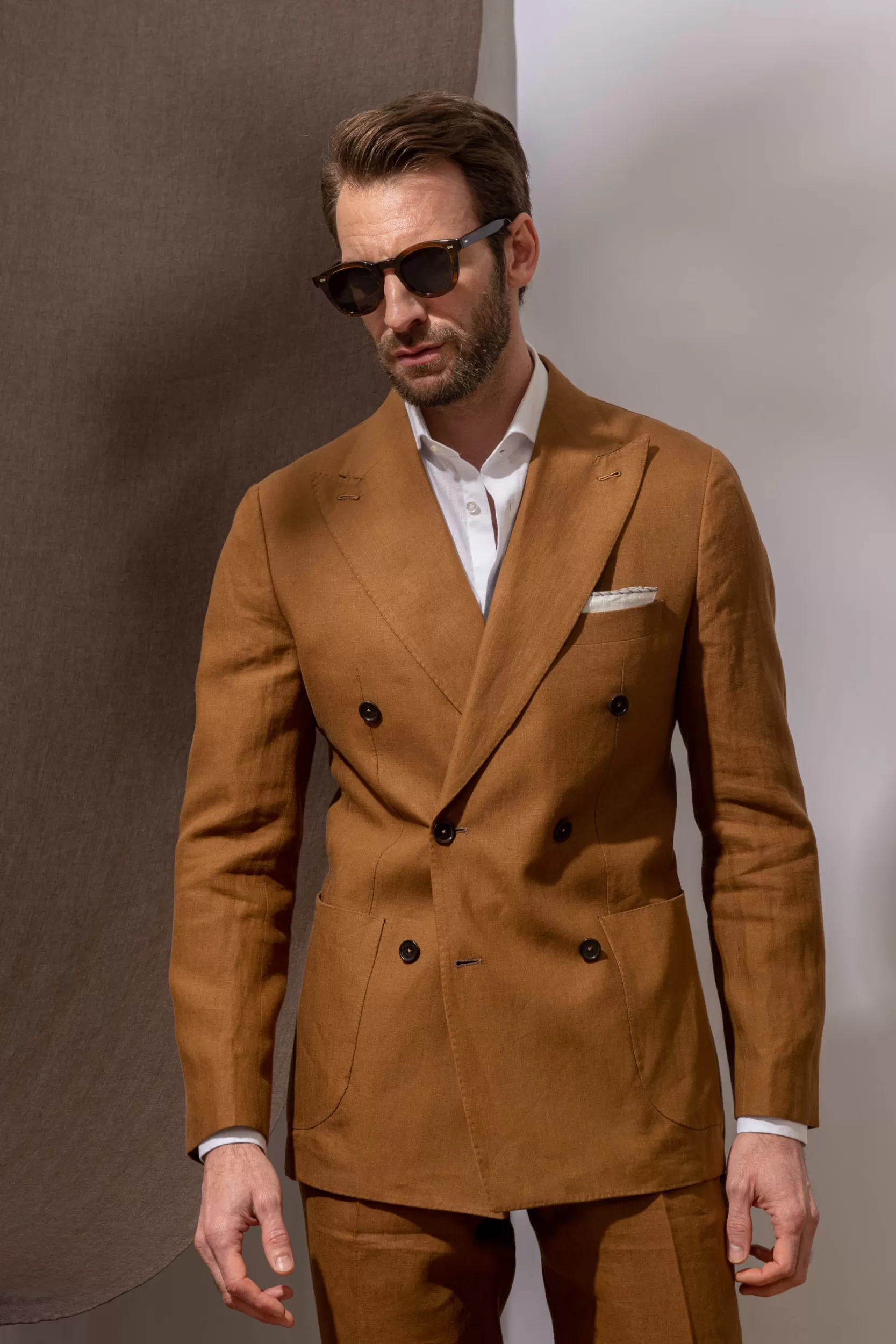 Outlet Pini Parma Giacca Doppiopetto Curry - Made In Italy