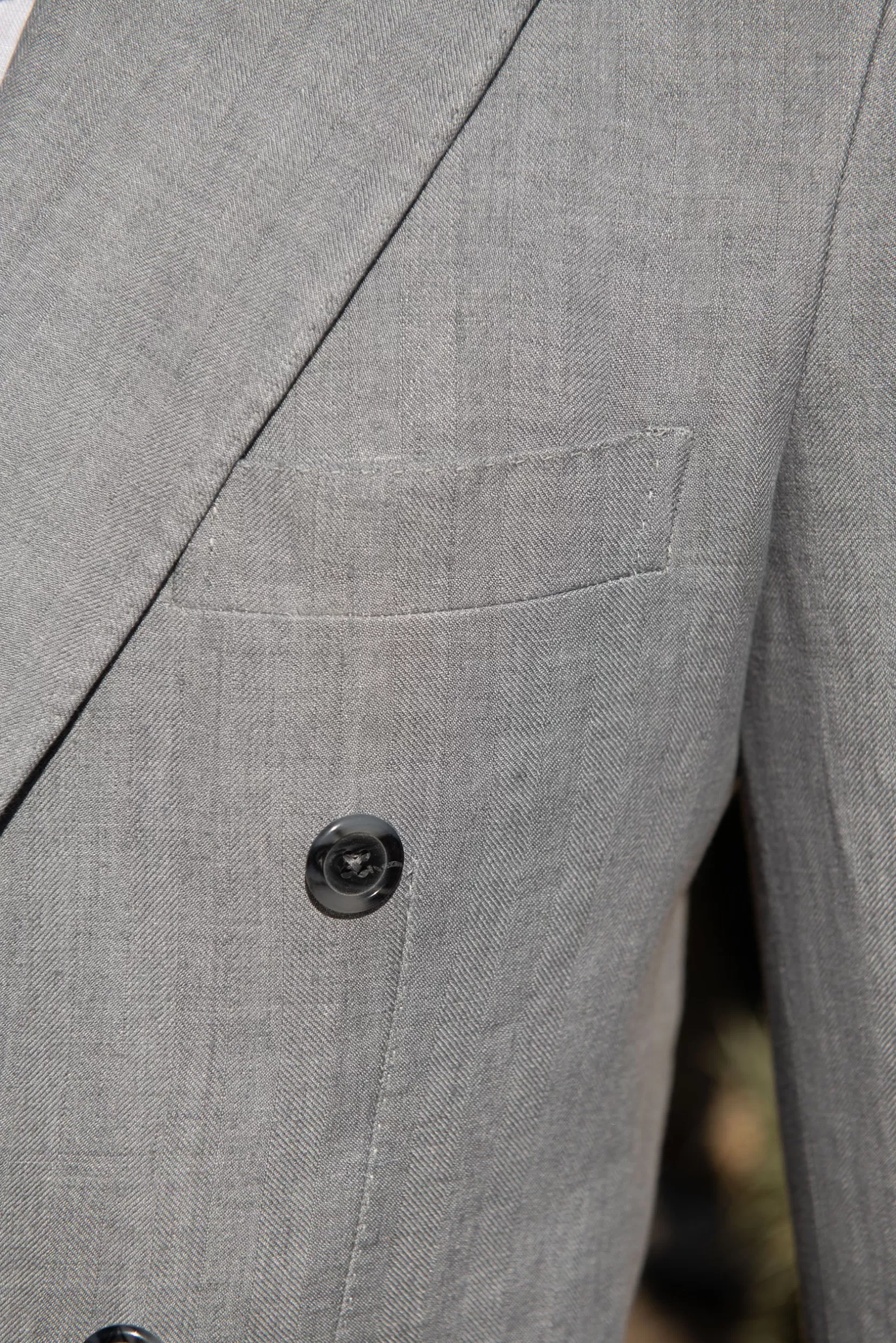 Sale Pini Parma Giacca Doppiopetto In Lino Spigato Grigio Cielo - Made In Italy