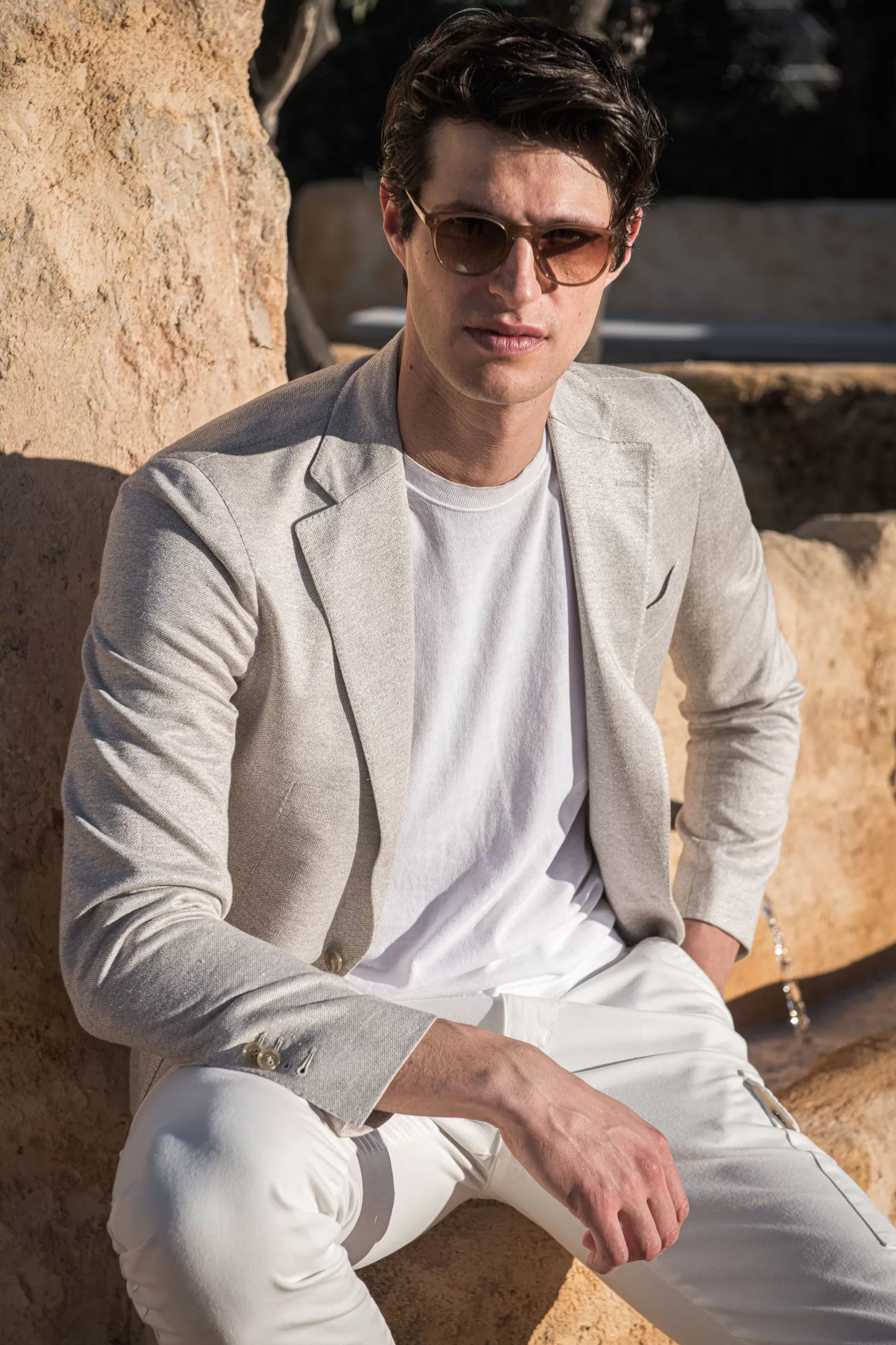 Clearance Pini Parma Giacca In Jersey Beige - Made In Italy