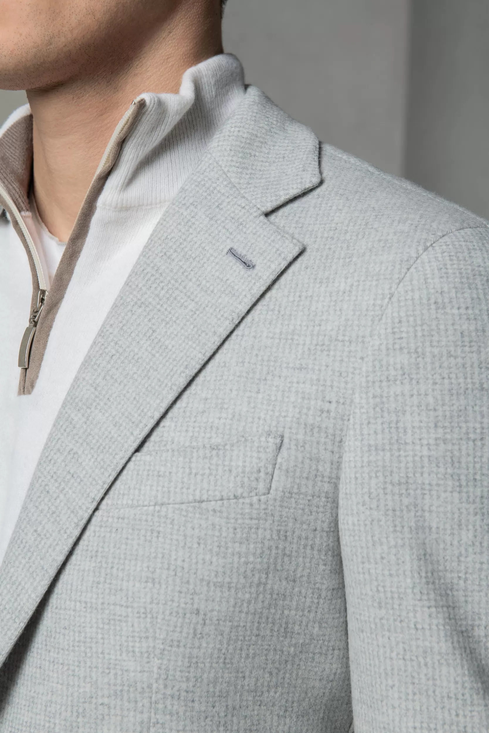 Flash Sale Pini Parma Giacca In Jersey Pied De Poule Grigio Chiaro - Made In Italy