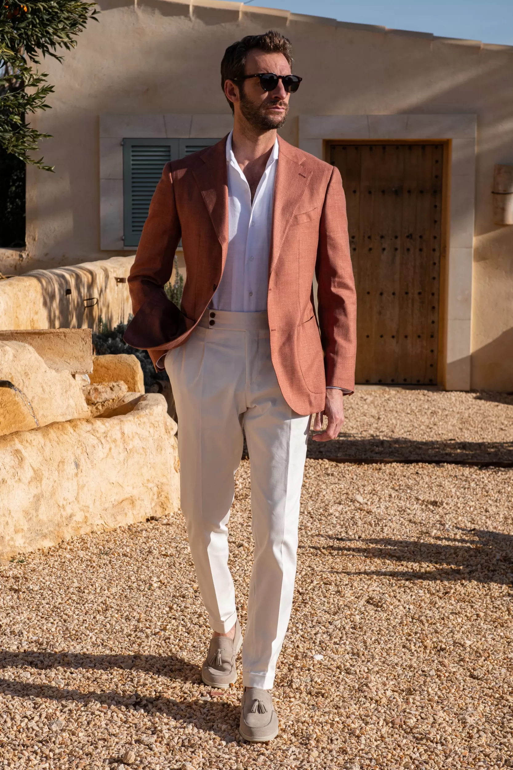 Store Pini Parma Giacca In Lana Lino E Seta Ruggine - Made In Italy