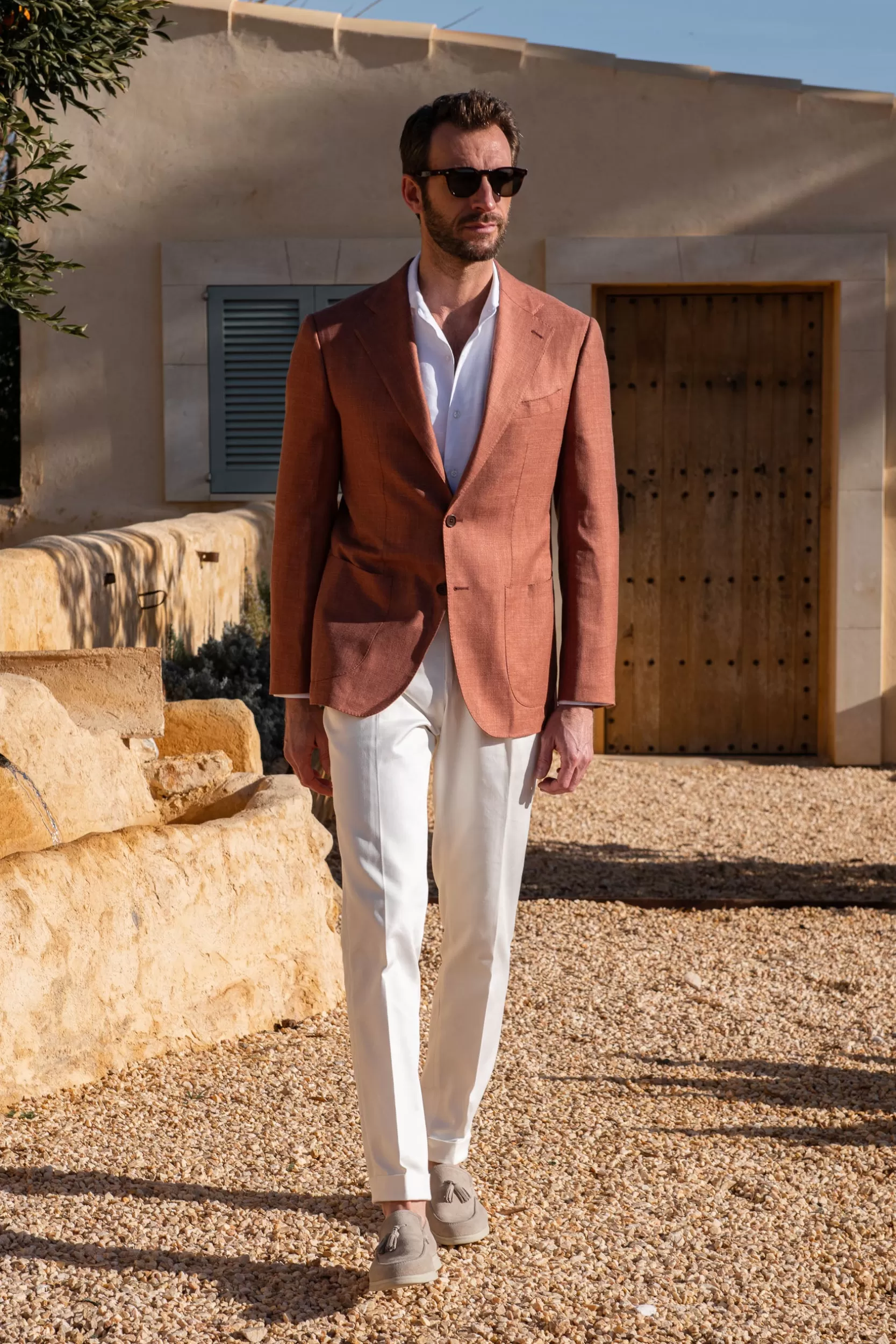 Store Pini Parma Giacca In Lana Lino E Seta Ruggine - Made In Italy