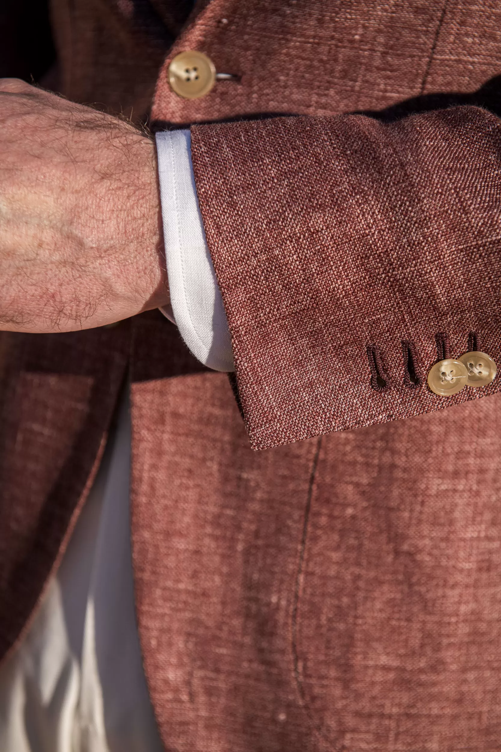 Fashion Pini Parma Giacca In Lino E Lana Bordeaux - Made In Italy