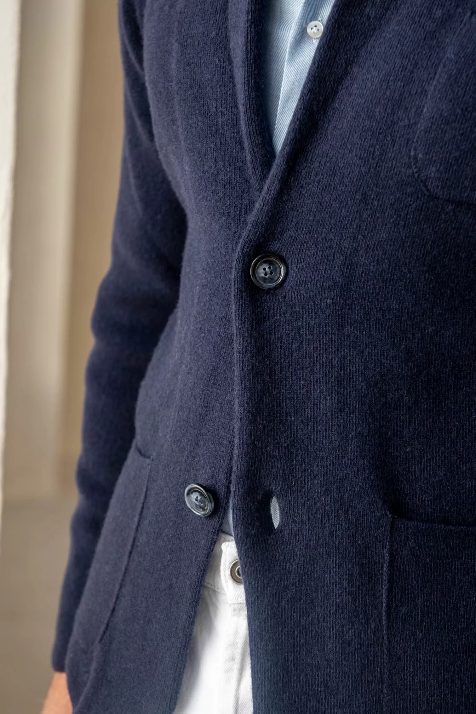 Fashion Pini Parma Giacca In Maglia - Lana E Cashmere - Made In Italy Blu
