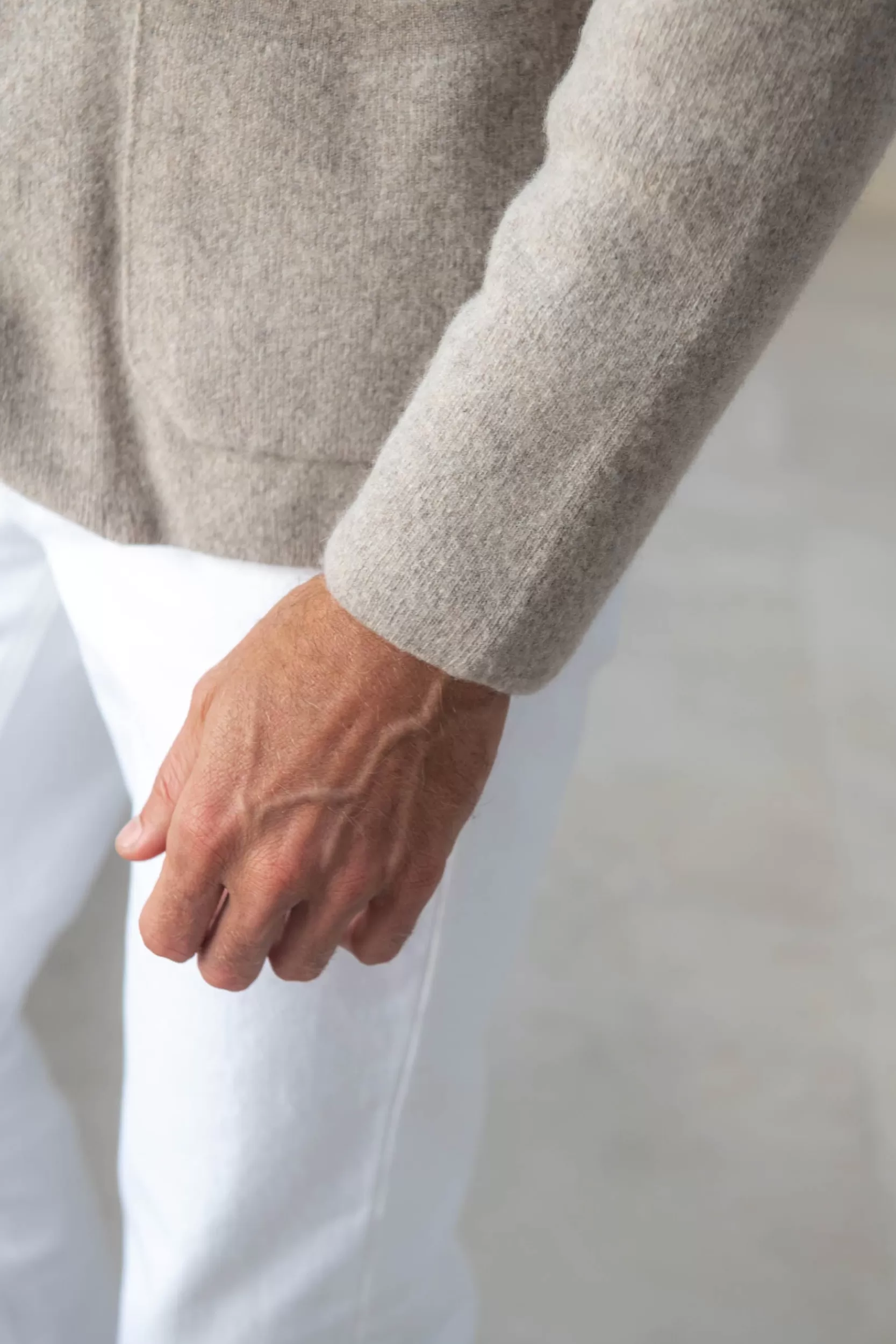 Best Pini Parma Giacca In Maglia Color Tortora - Lana E Cashmere - Made In Italy Talpa