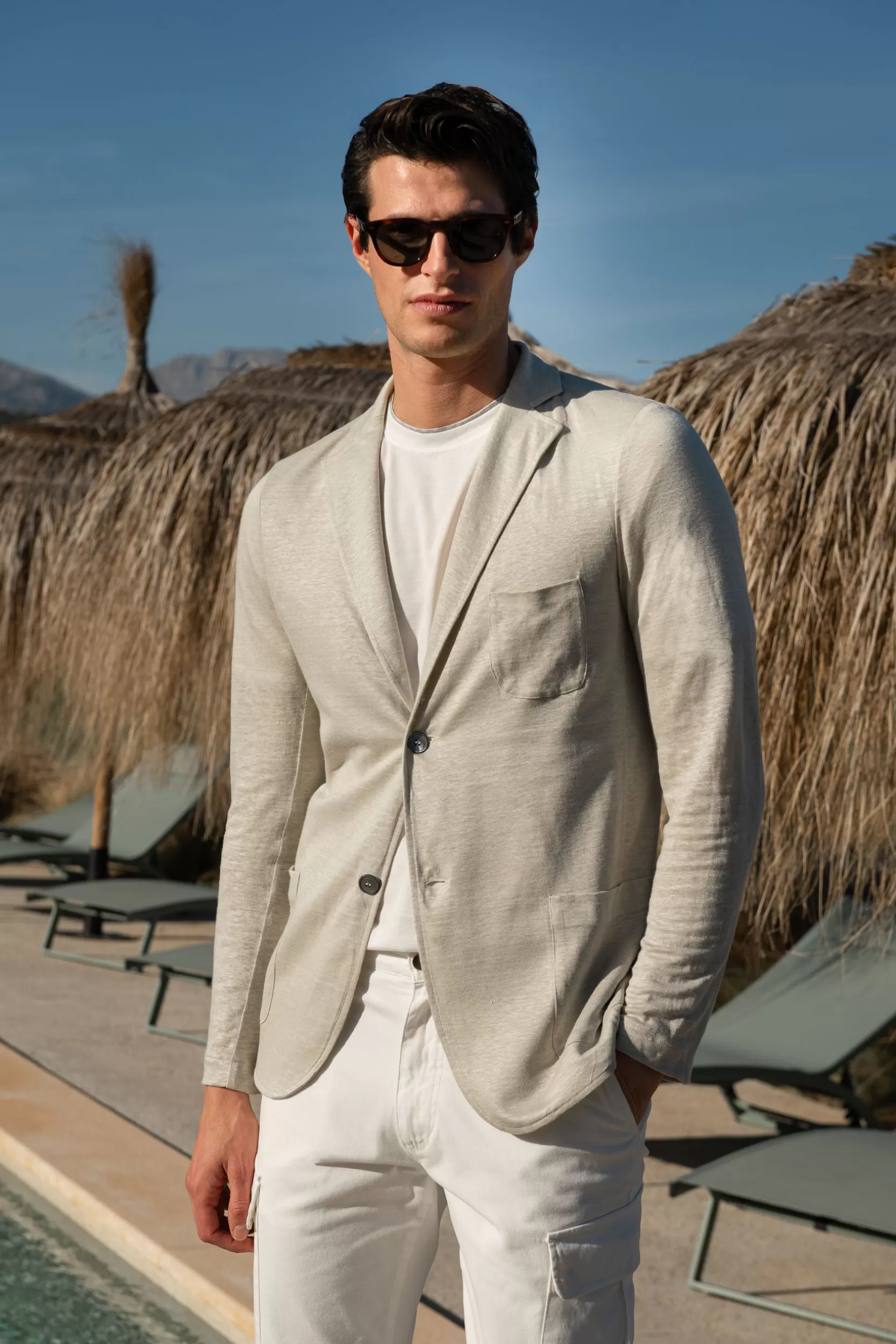 Sale Pini Parma Giacca In Maglia Di Lino - Made In Italy Stone