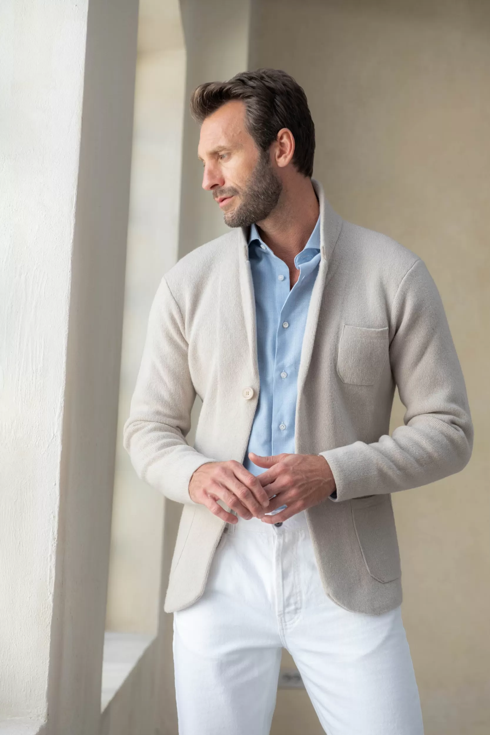 Cheap Pini Parma Giacca In Maglia – Lana E Cashmere – Made In Italy Stone