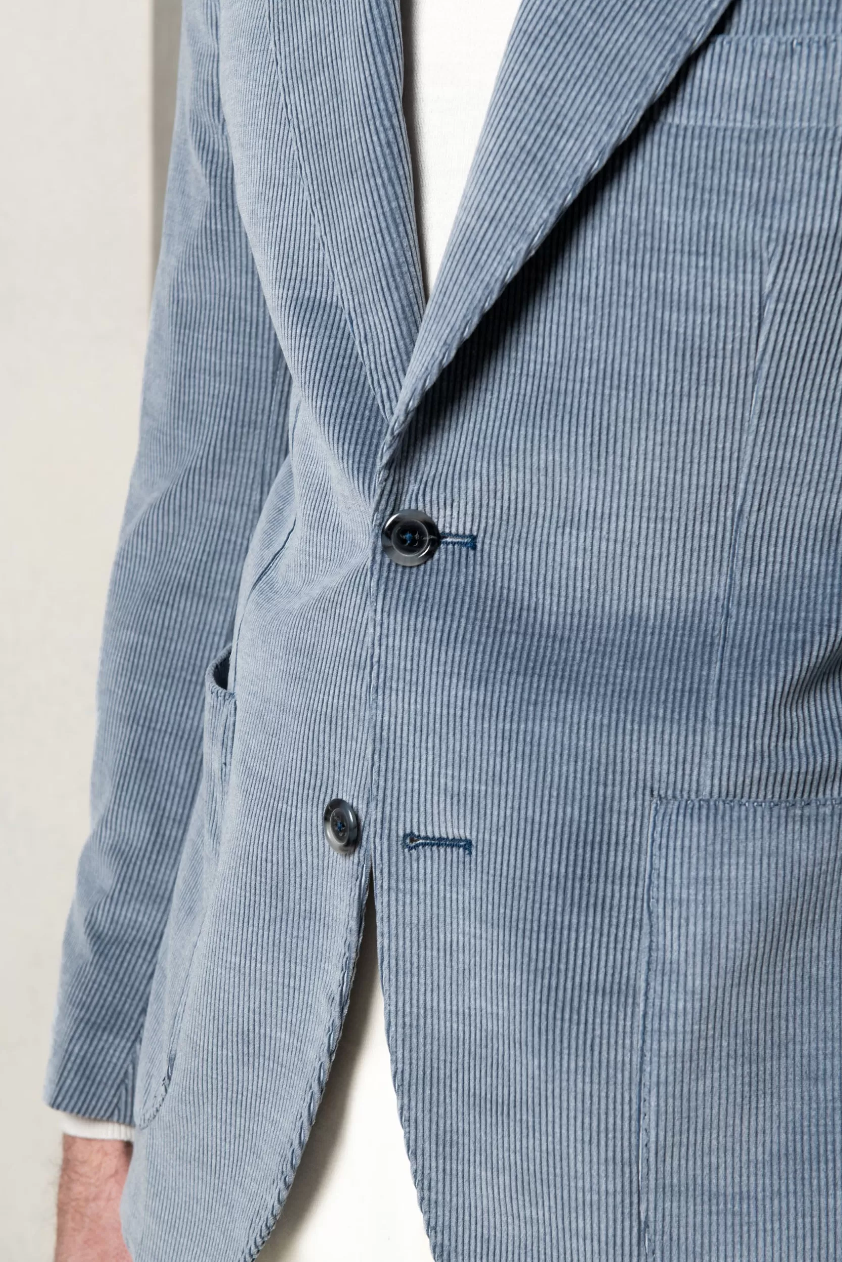 Best Pini Parma Giacca In Velluto A Coste " Soragna Capsule Collection" - Made In Italy Azzurro