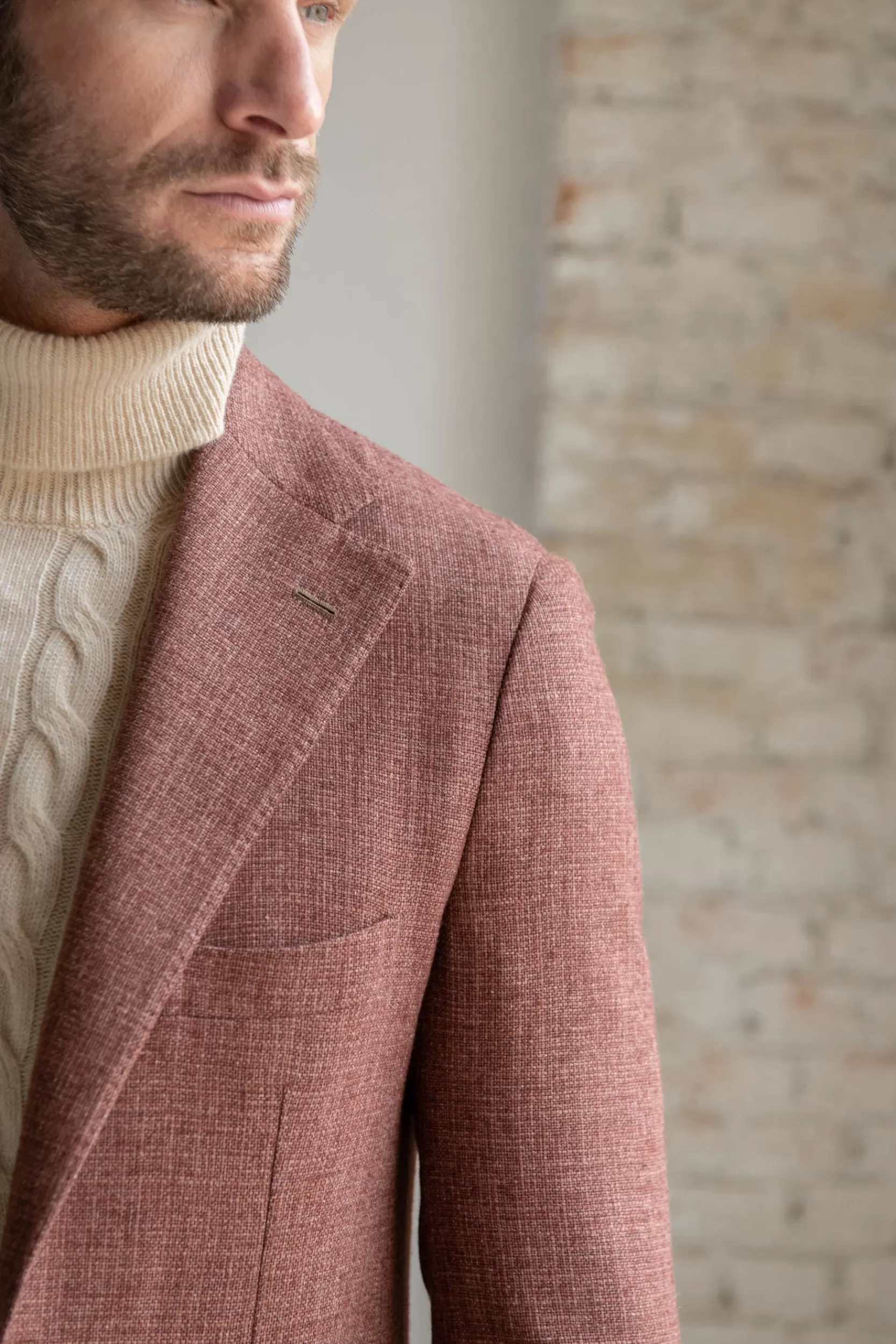 Sale Pini Parma Giacca Mattone In Lana, Cotone E Seta - Made In Italy