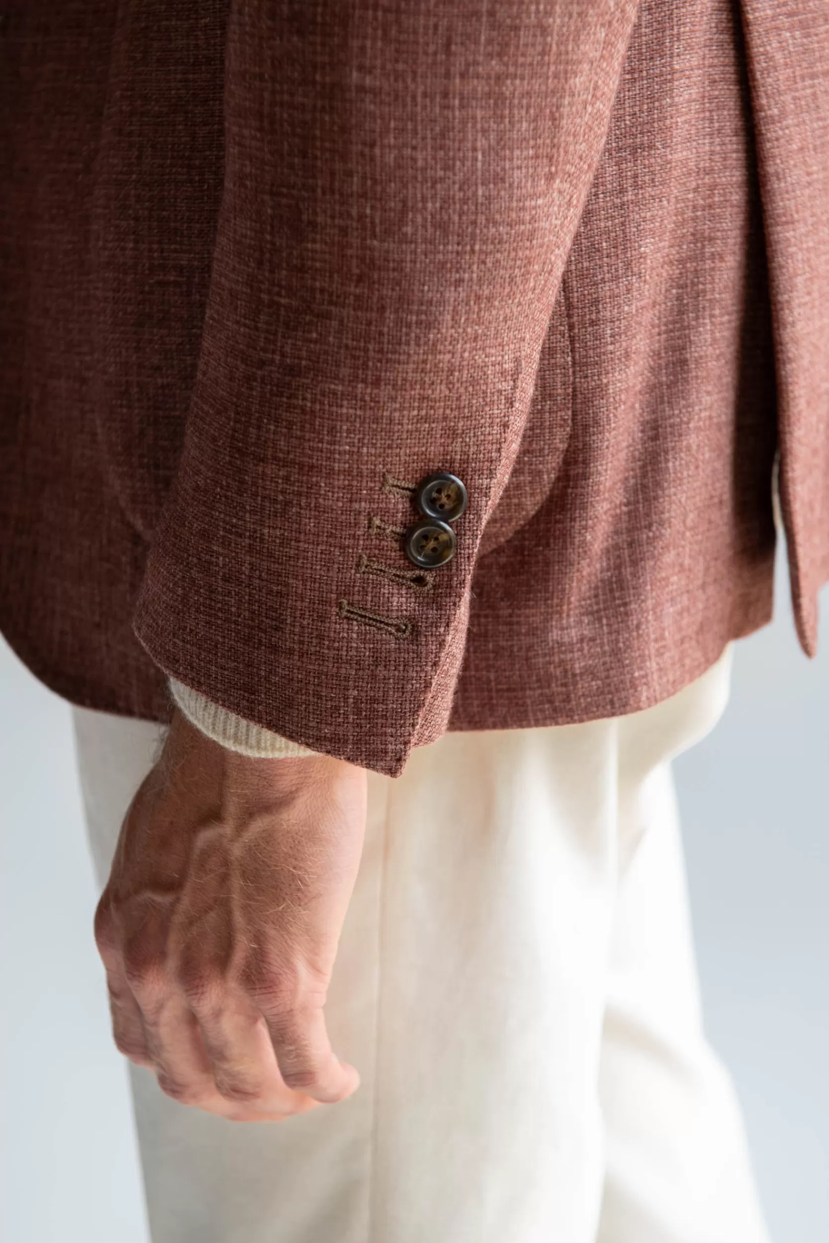 Sale Pini Parma Giacca Mattone In Lana, Cotone E Seta - Made In Italy