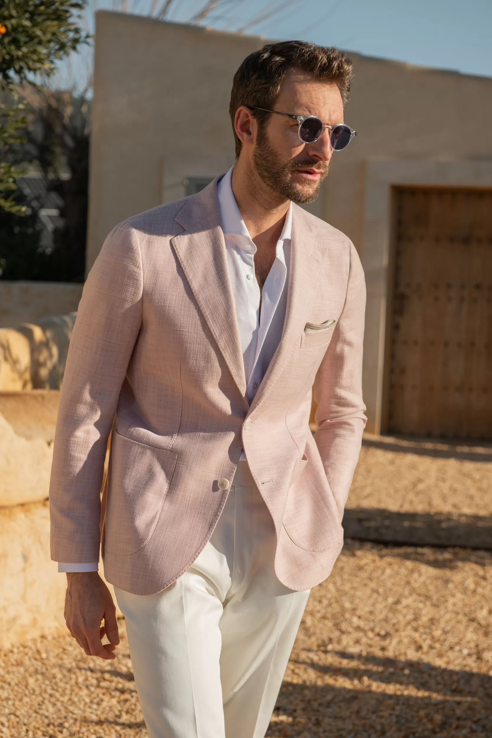 Store Pini Parma Giacca In Tessuto Loro Piana - Made In Italy Rosa