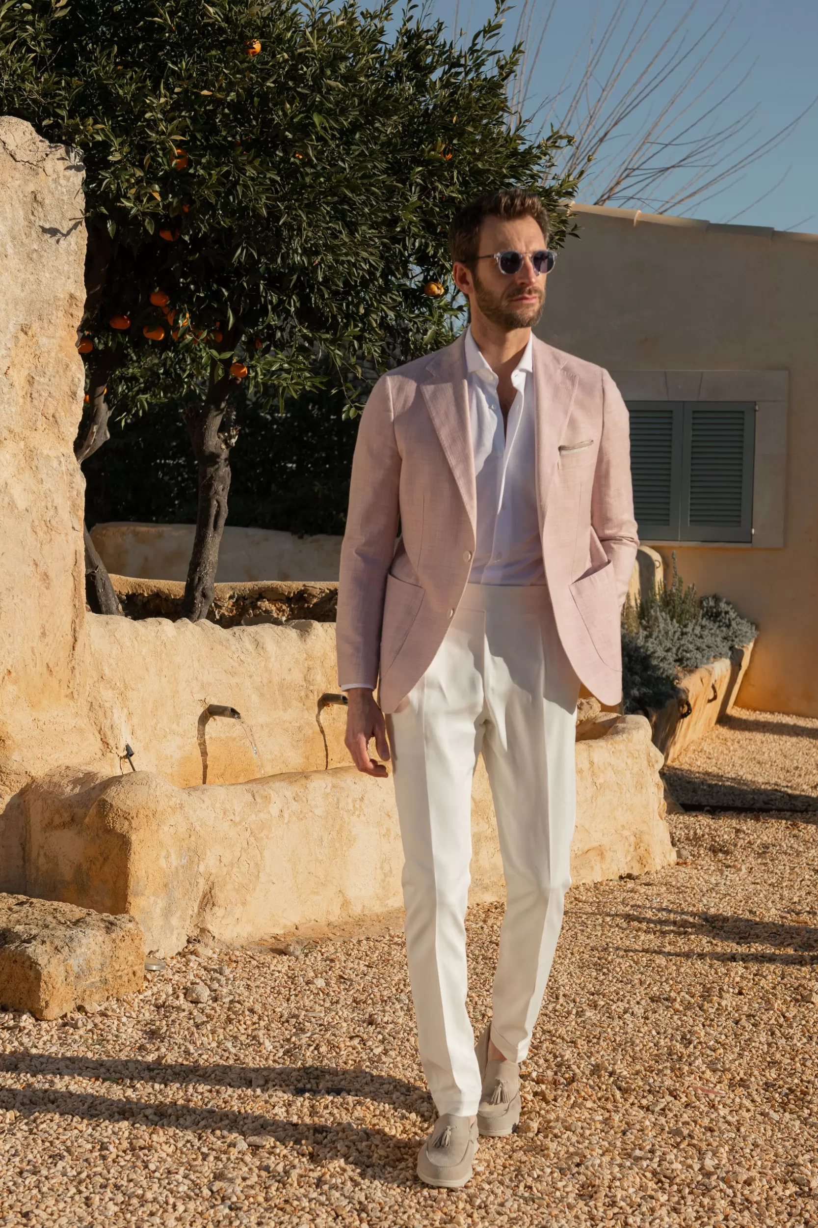 Store Pini Parma Giacca In Tessuto Loro Piana - Made In Italy Rosa