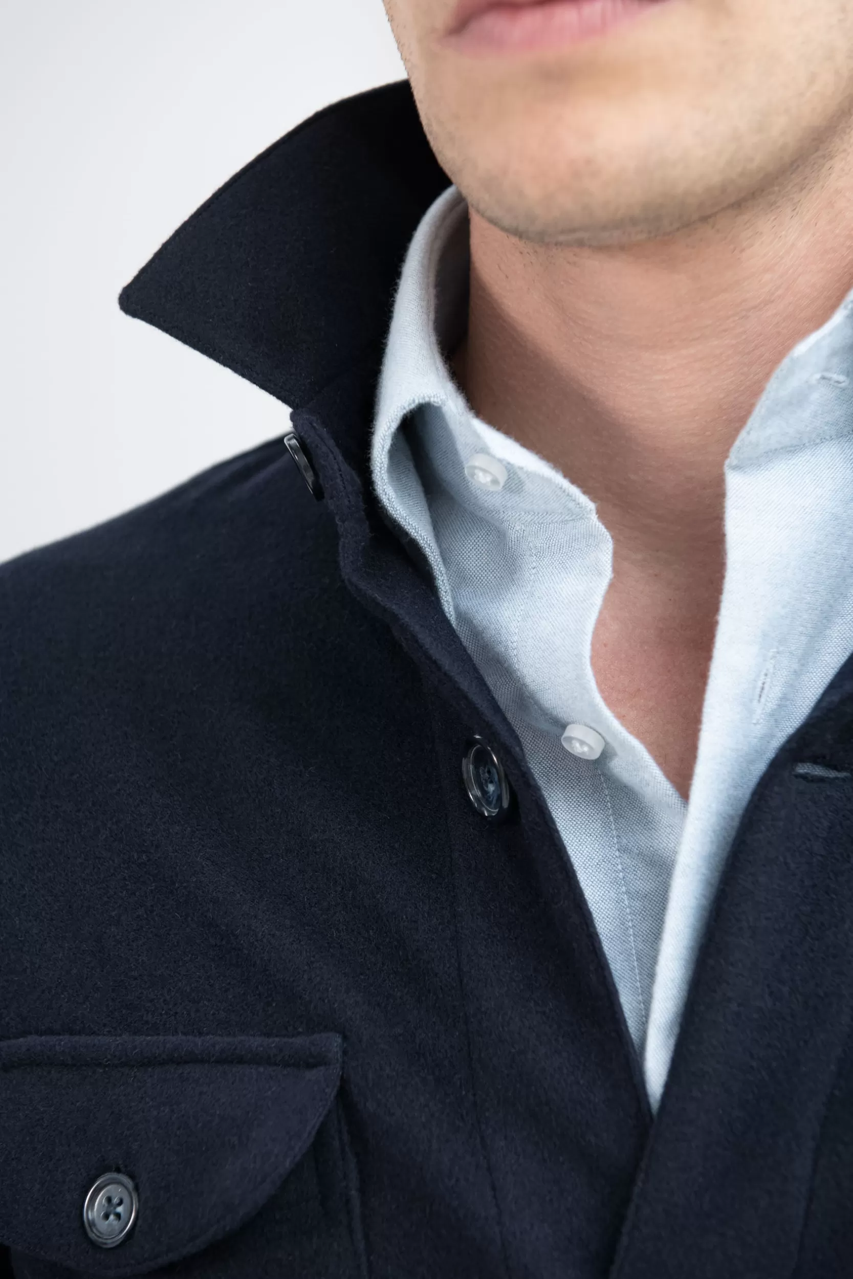 Fashion Pini Parma Giacca Safari Flanella Super 180s – Made In Italy Blu