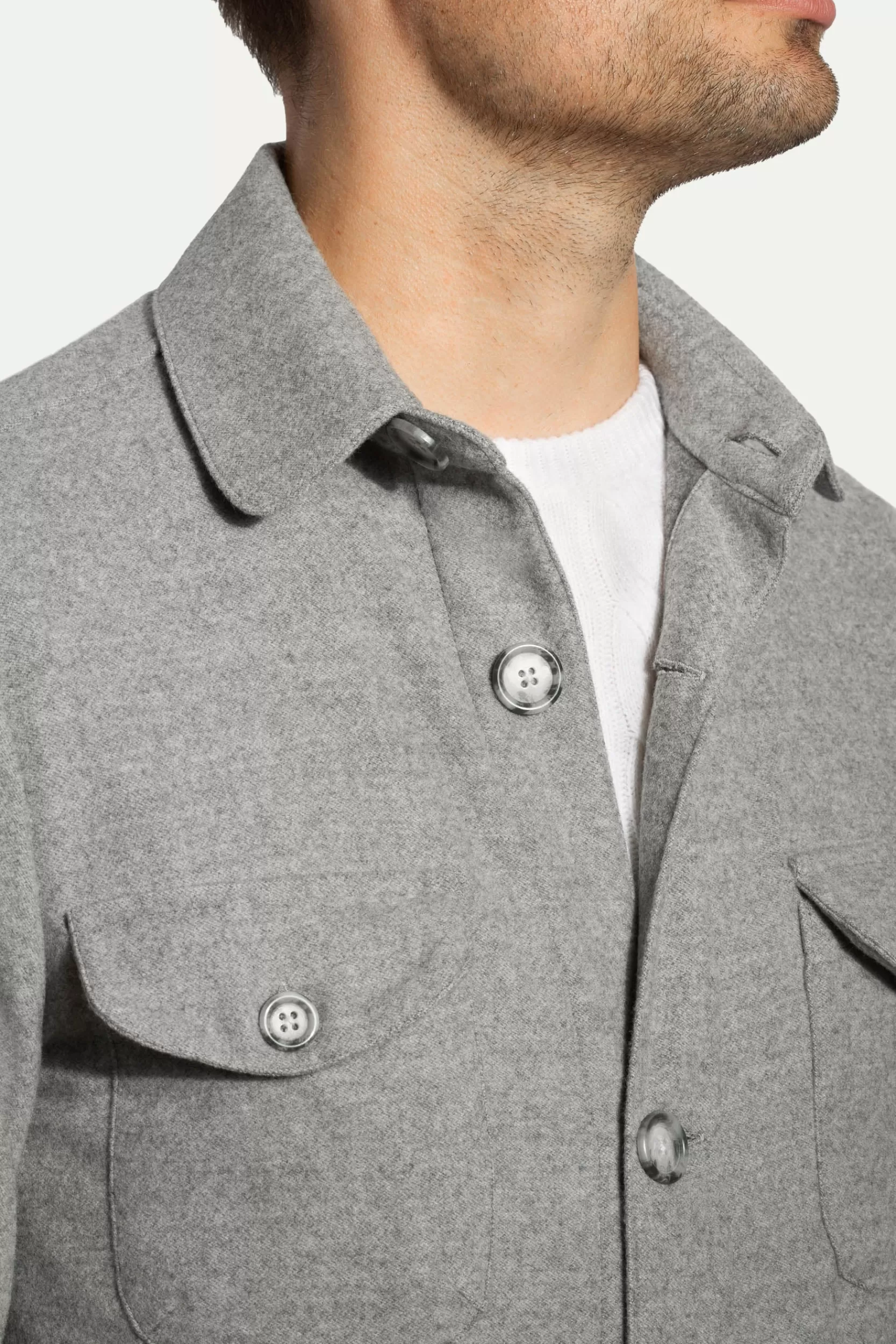 New Pini Parma Giacca Safari Grigia In Flanella Super 180s – Made In Italy Grigio