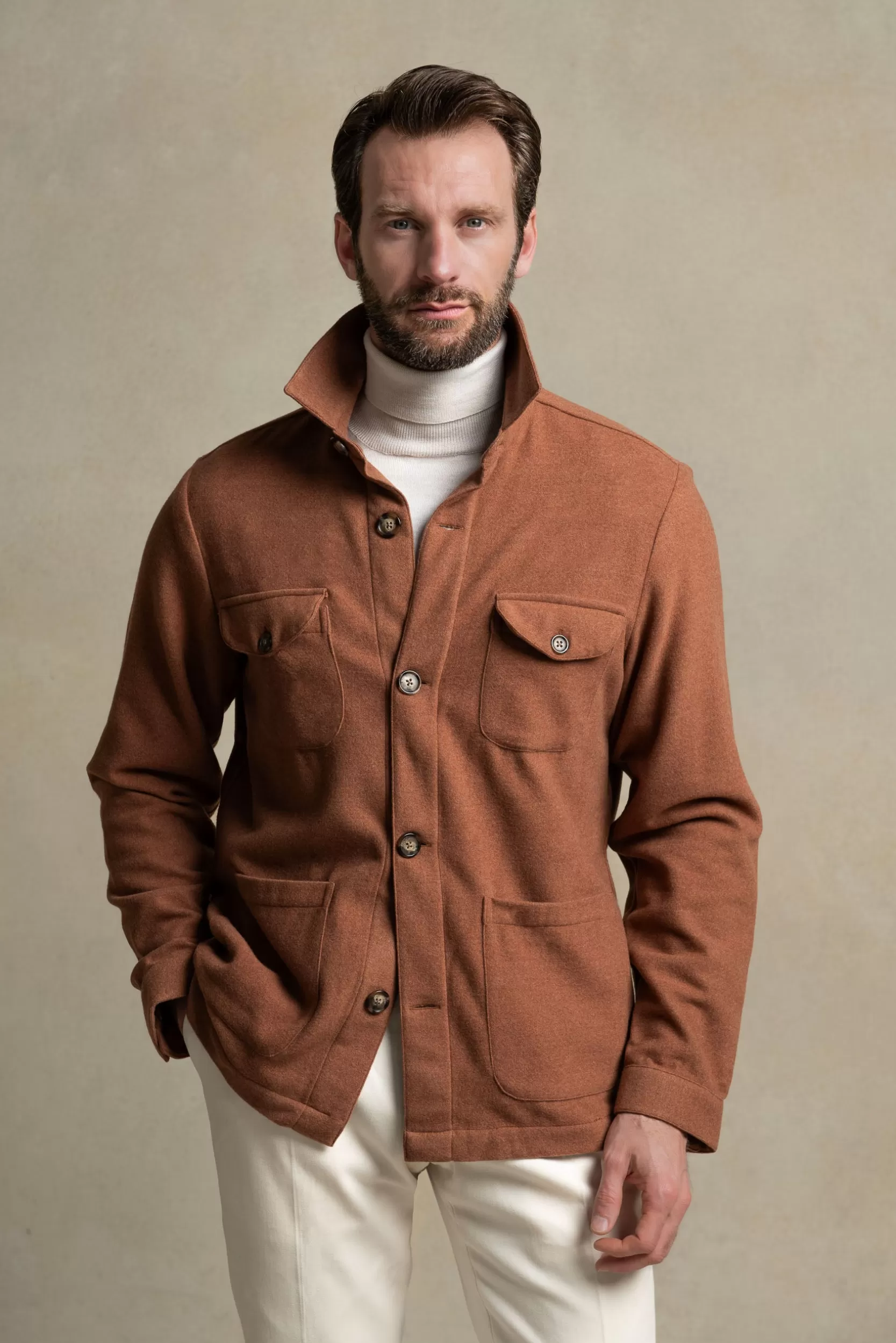 Shop Pini Parma Giacca Safari Rusty In Flanella Super 180s – Made In Italy Arrugginito
