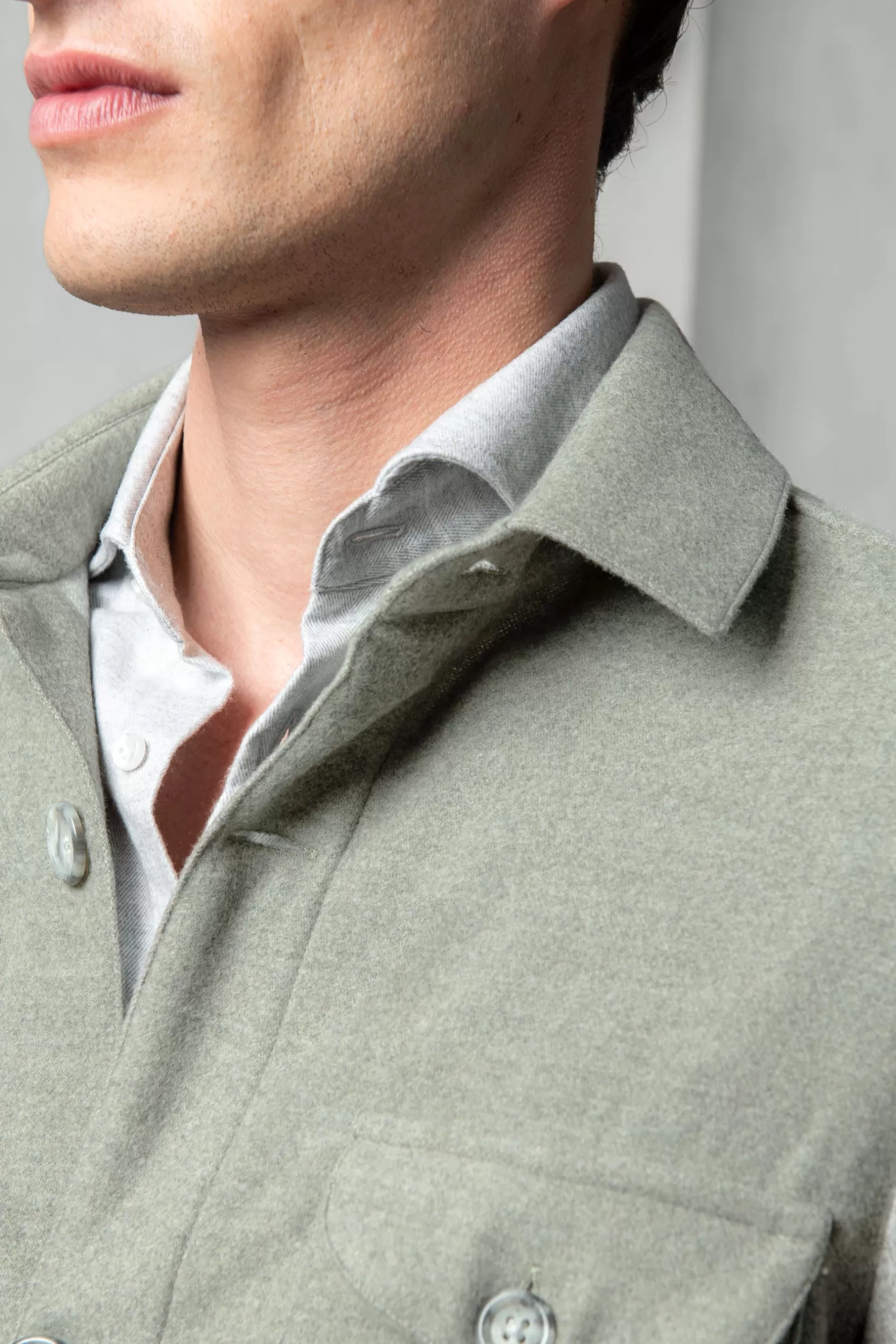 Fashion Pini Parma Giacca Safari In Flanella Super 180s – Made In Italy Salvia